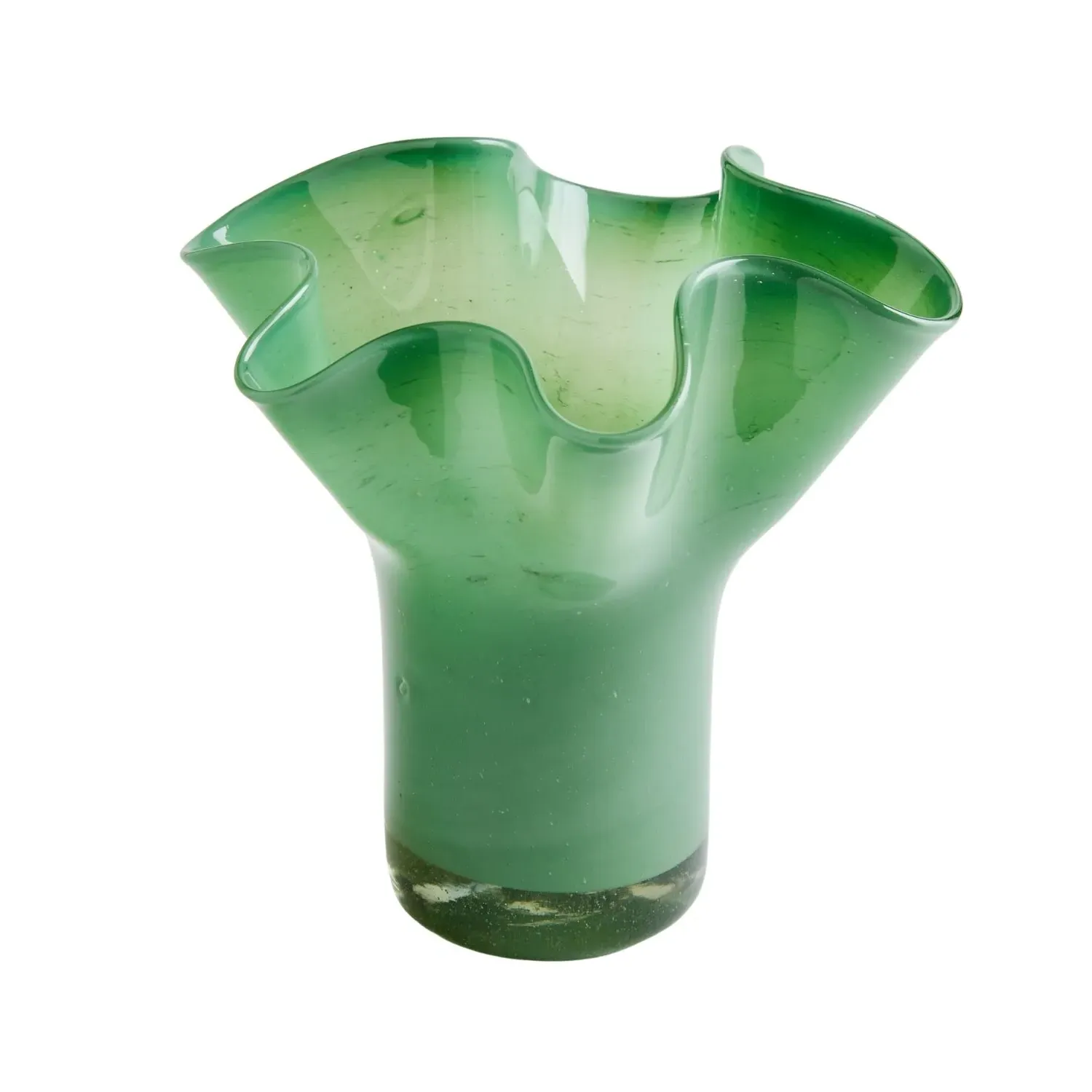 Lettuce Leaf Vase - Green, Recycled Glass