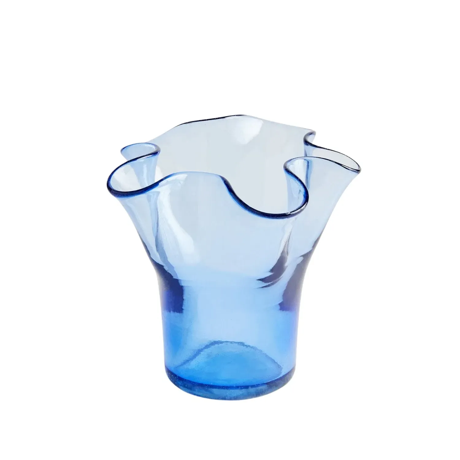 Petite Lettuce Leaf Vase - Blue, Recycled Glass image