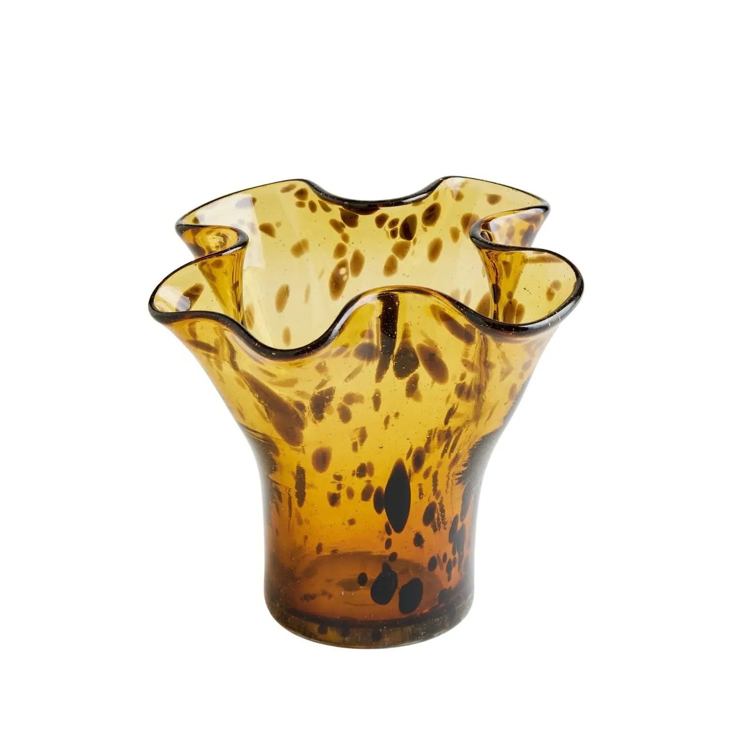 Petite Lettuce Leaf Vase - Brown Tortoise, Recycled Glass image