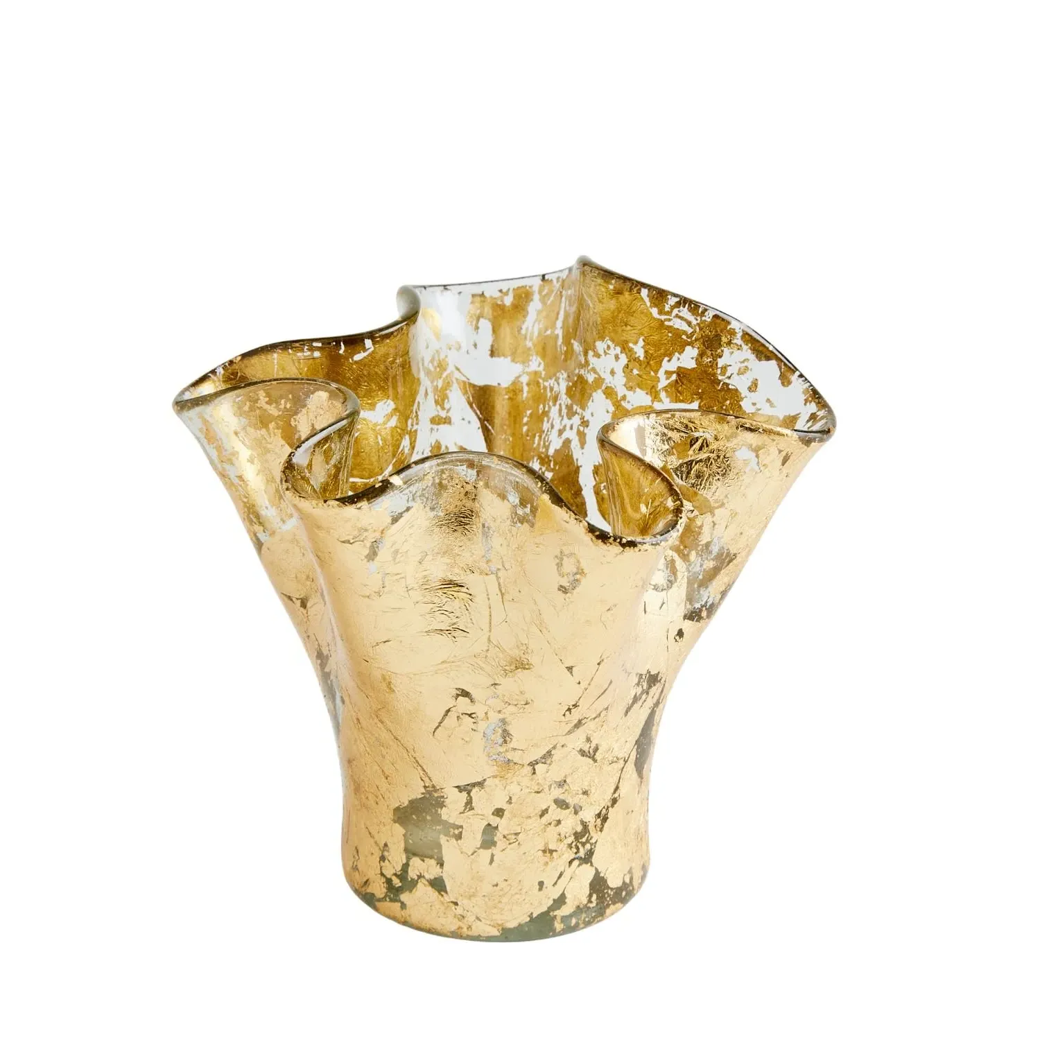 Petite Lettuce Leaf Vase - Gold, Recycled Glass
