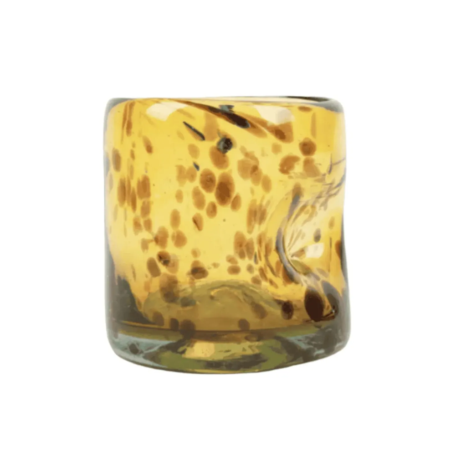 Thumbprint Rocks Glass - Brown, Recycled Glass