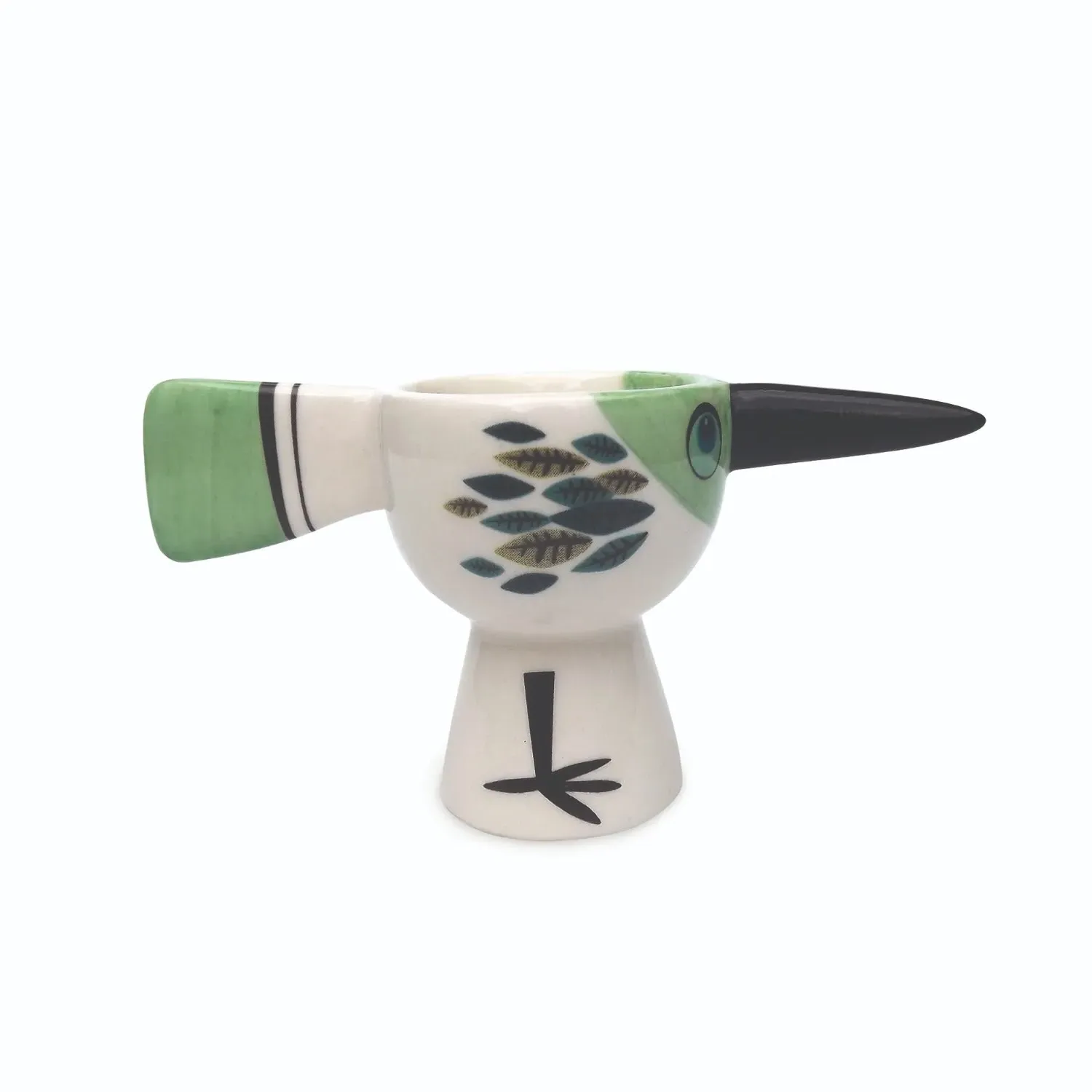 Bird Egg Cup - Green, Ceramic image