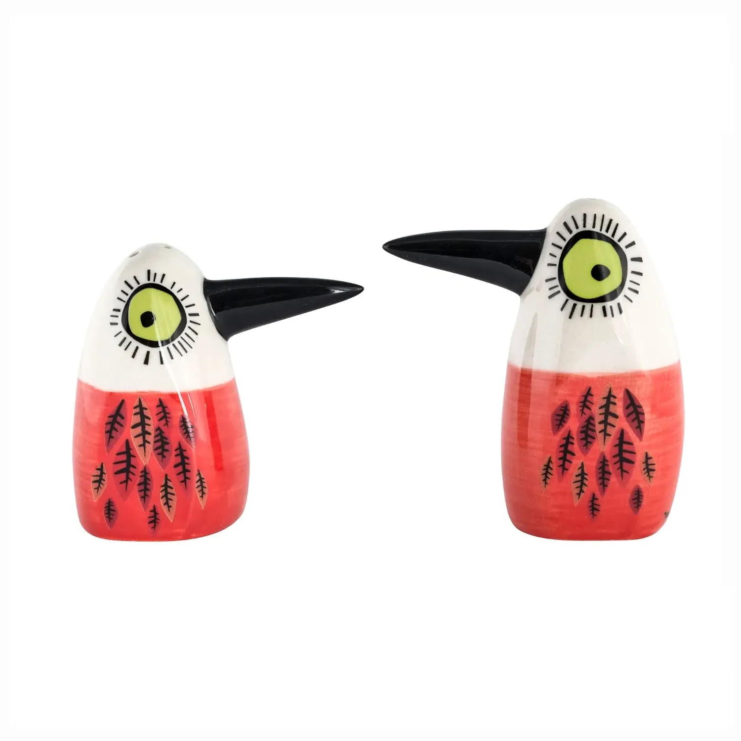 Bird Salt & Pepper Shakers - Red, Ceramic