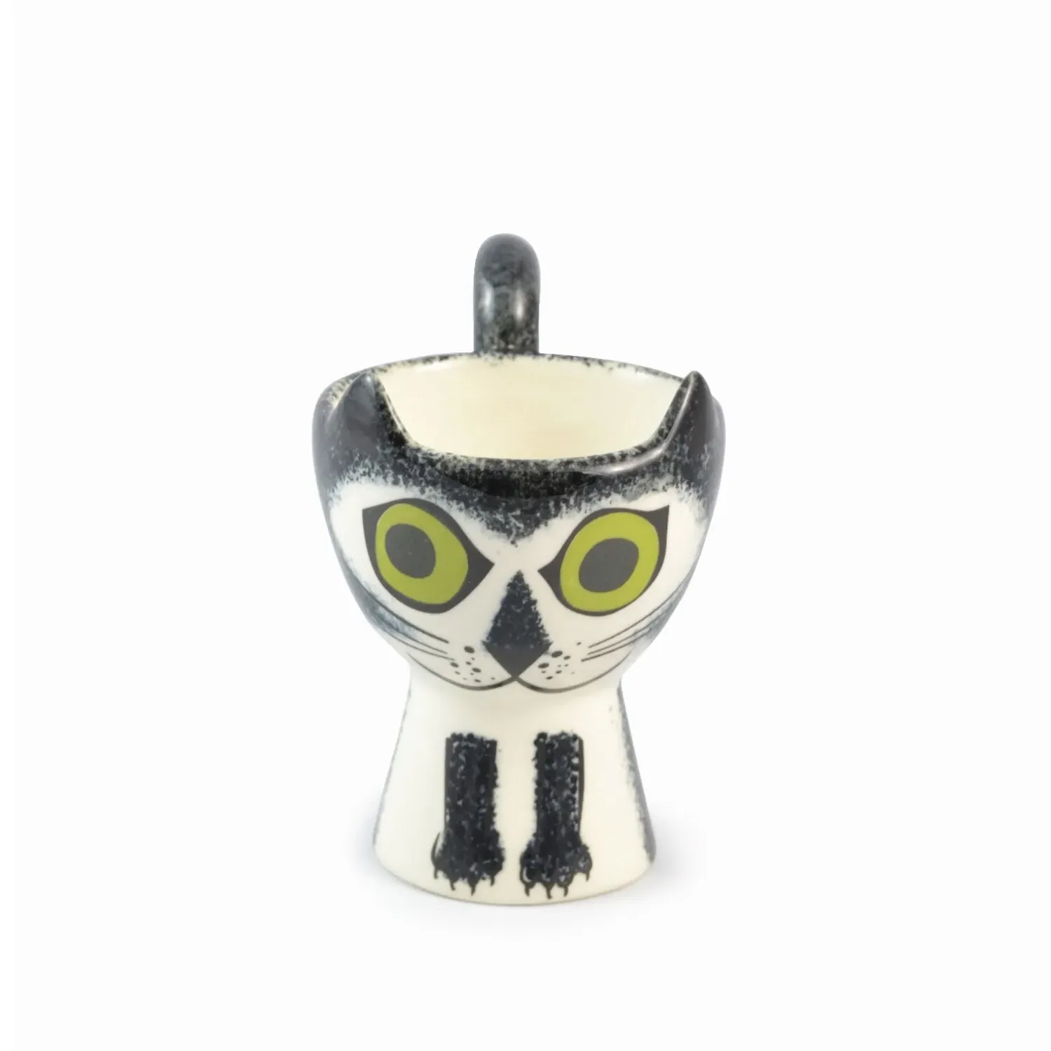 Cat Egg Cup - Black & White, Ceramic
