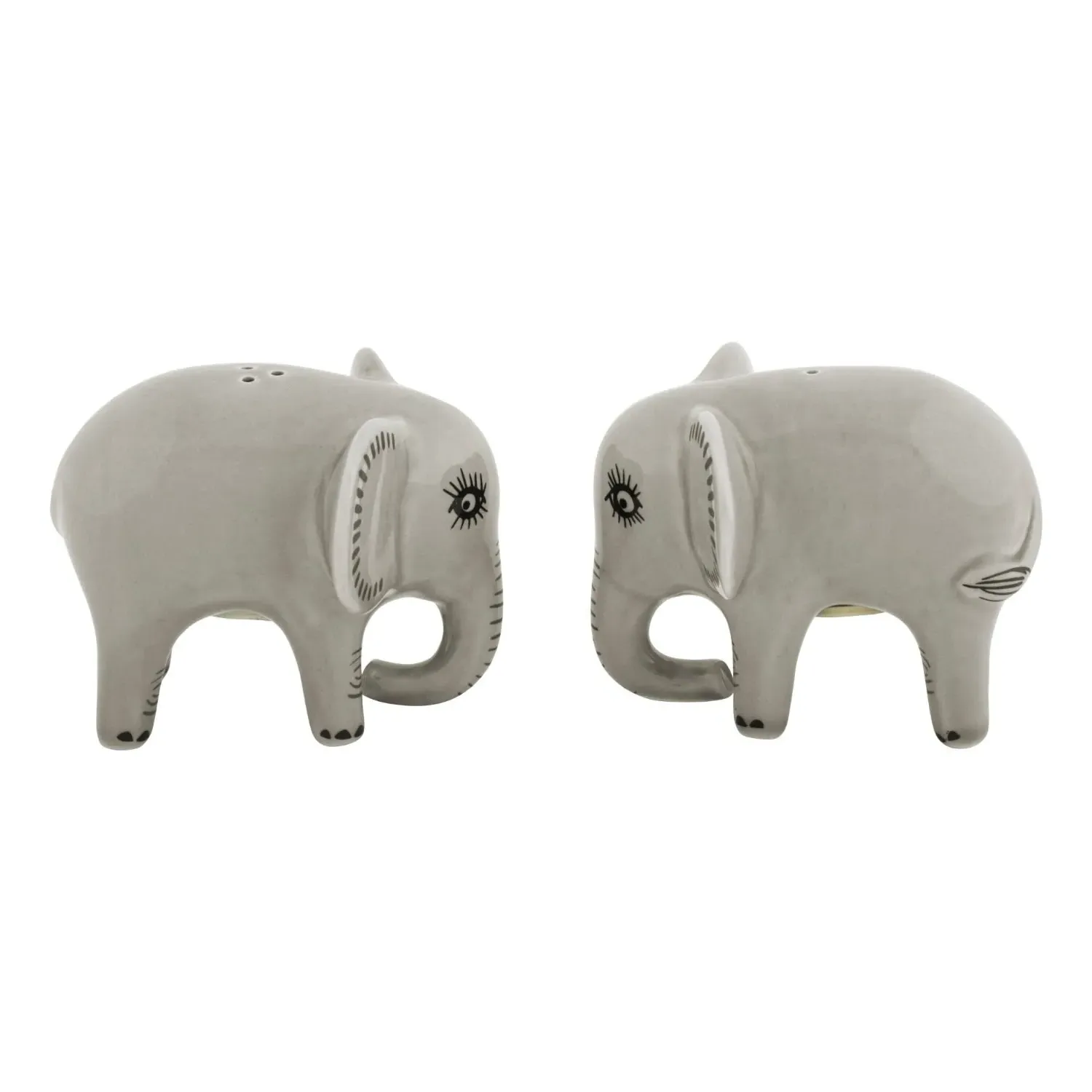 Elephant Salt and Pepper Shakers - Grey, Stoneware