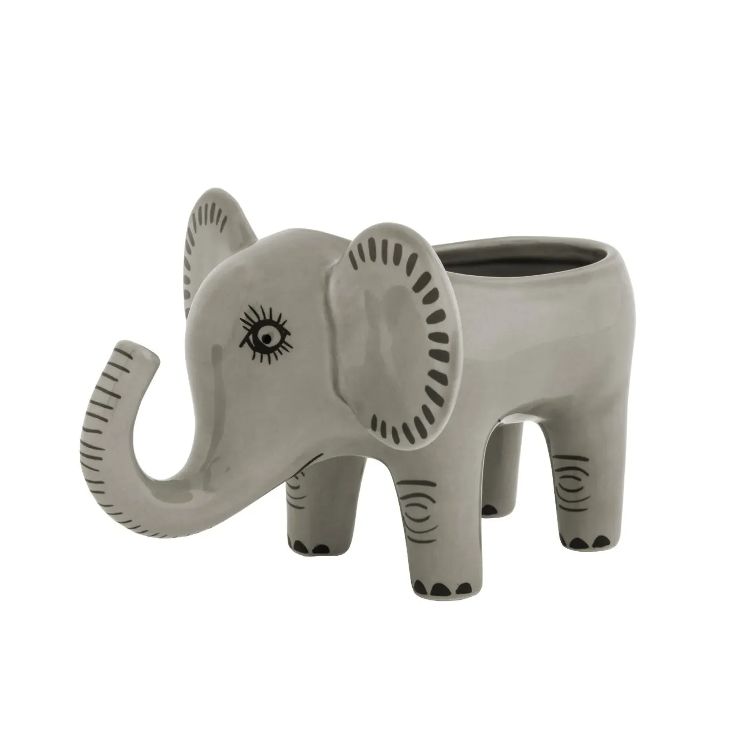 Handmade Ceramic Elephant Planter - Grey image