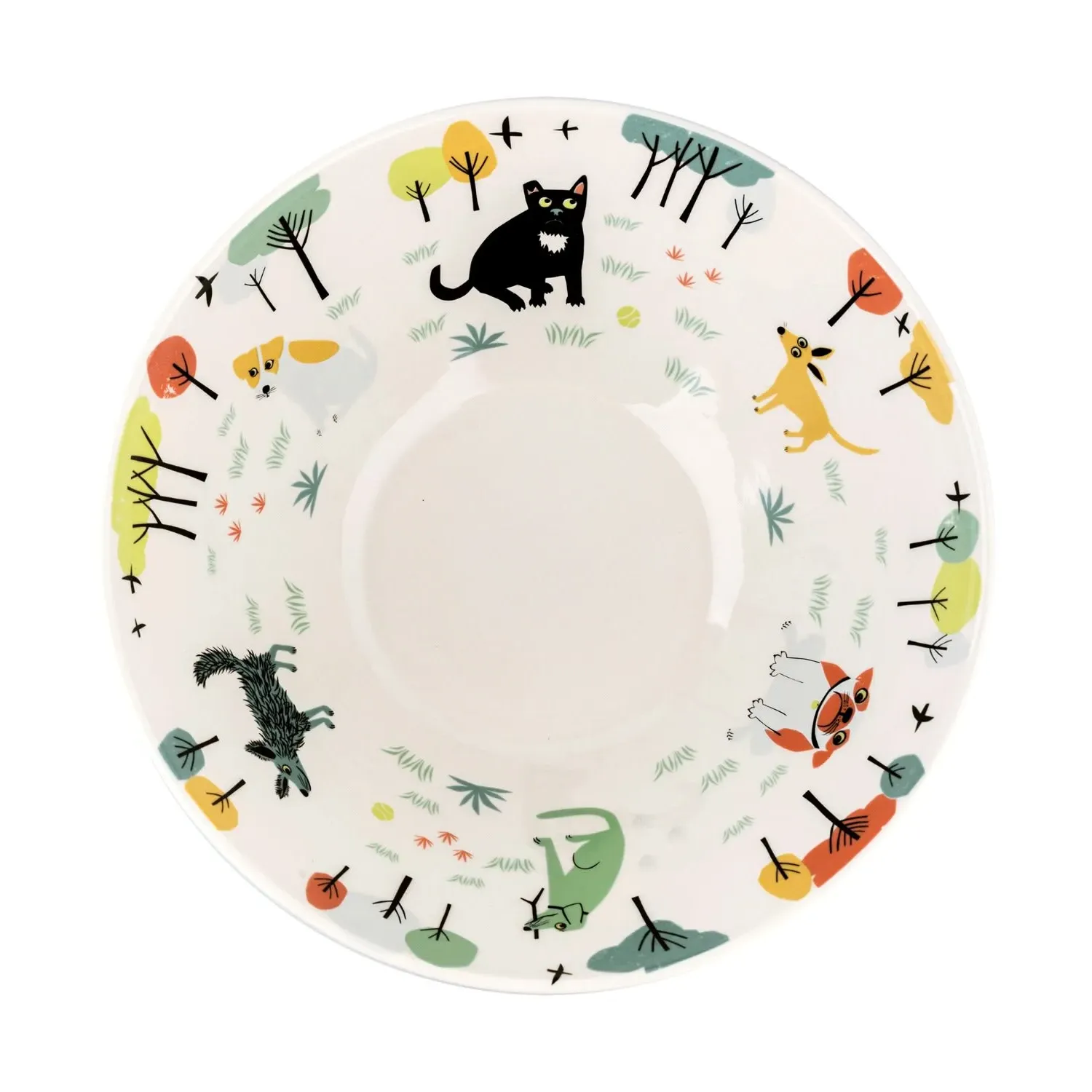 Hannah Turner Dog Serving Bowl - Green/Orange, Stoneware image