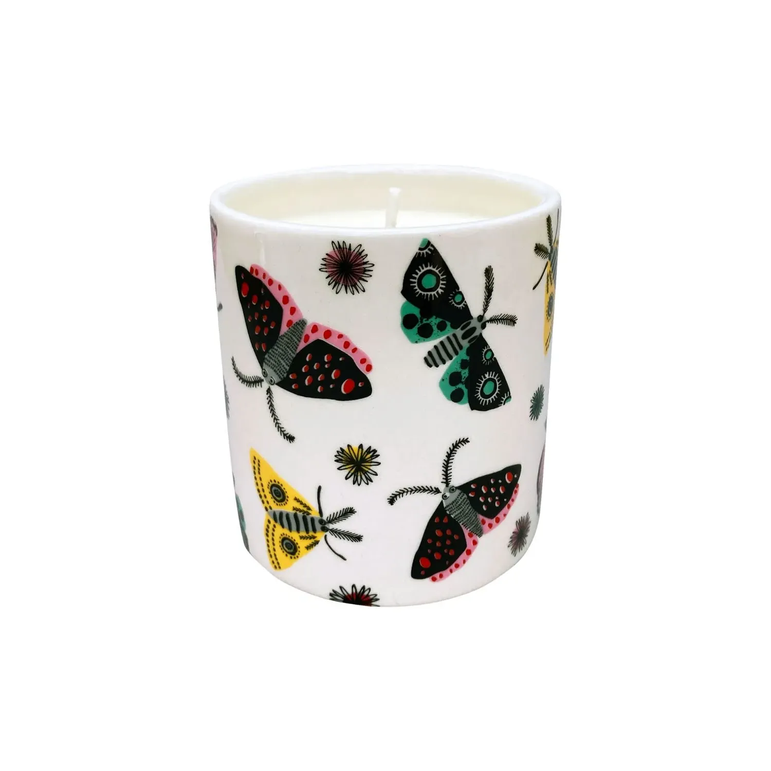 Hannah Turner Moth Design Scented Candle - Orange/White/Green image