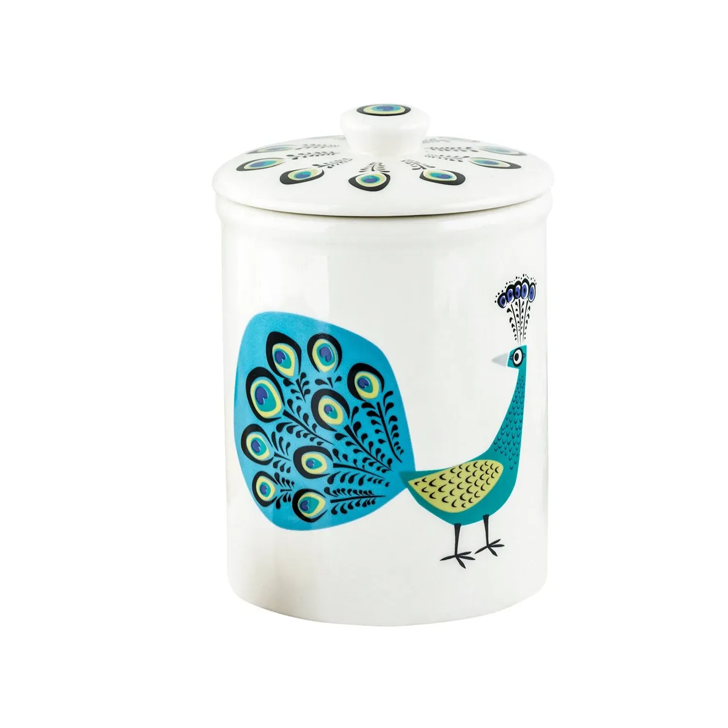 Hannah Turner Peacock Storage Jar - White, Blue image