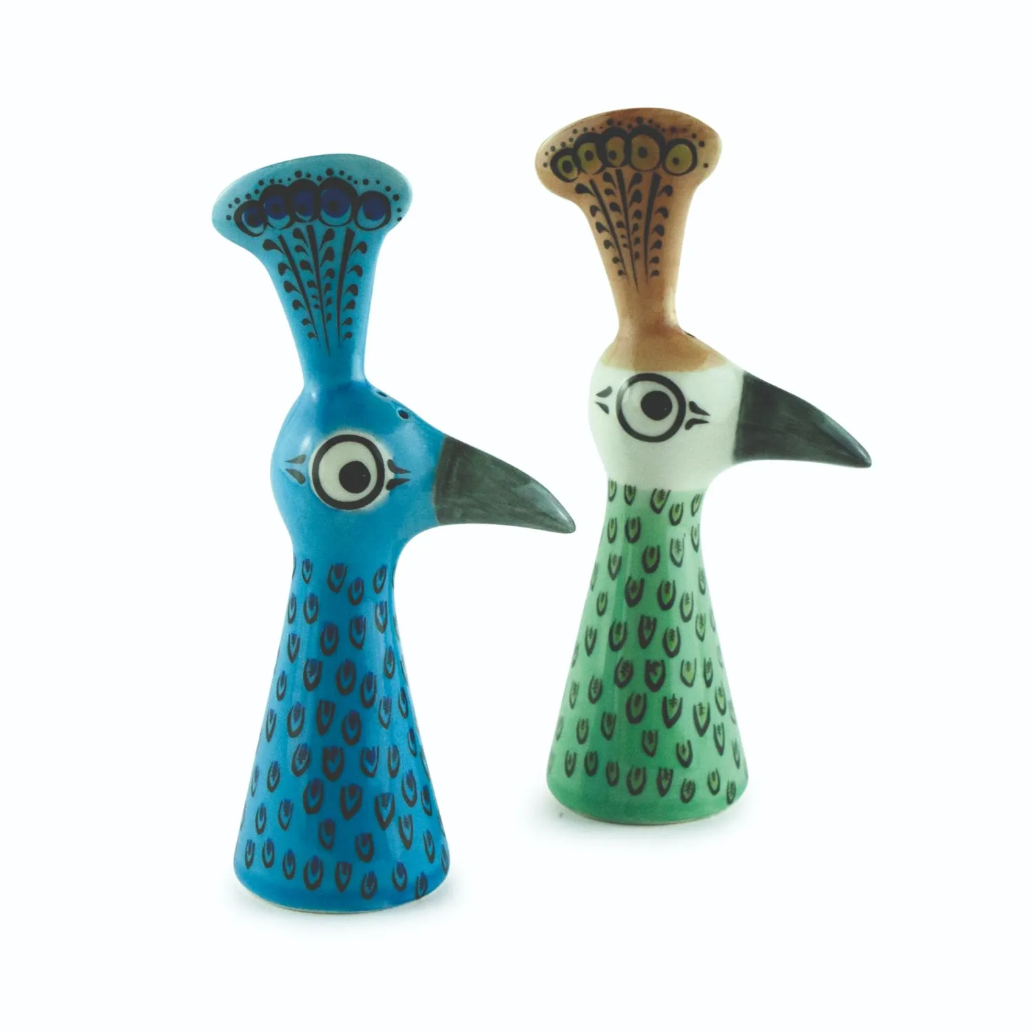 Peacock Salt & Pepper Shakers - Blue