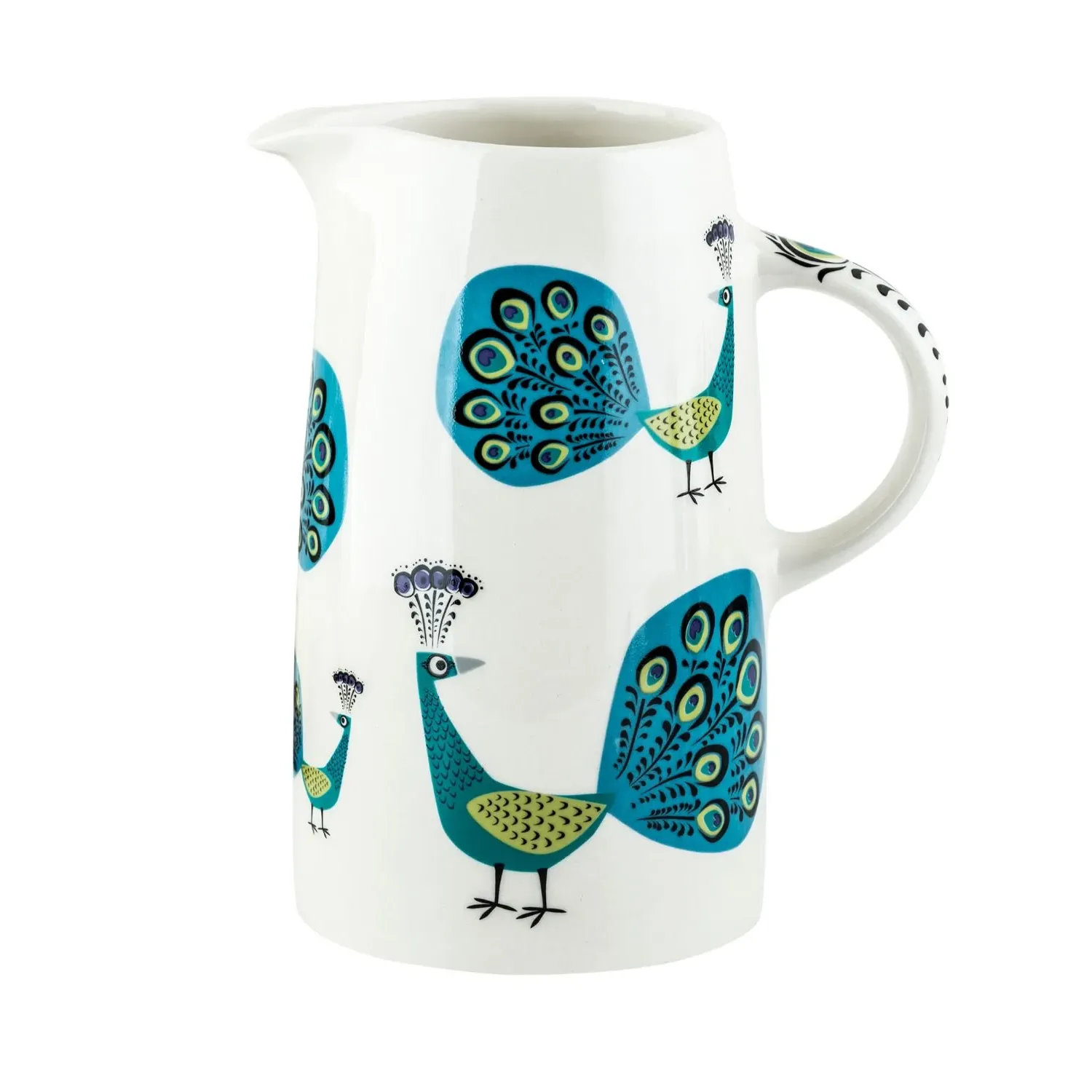 Peacock Tall Jug - White, Ceramic