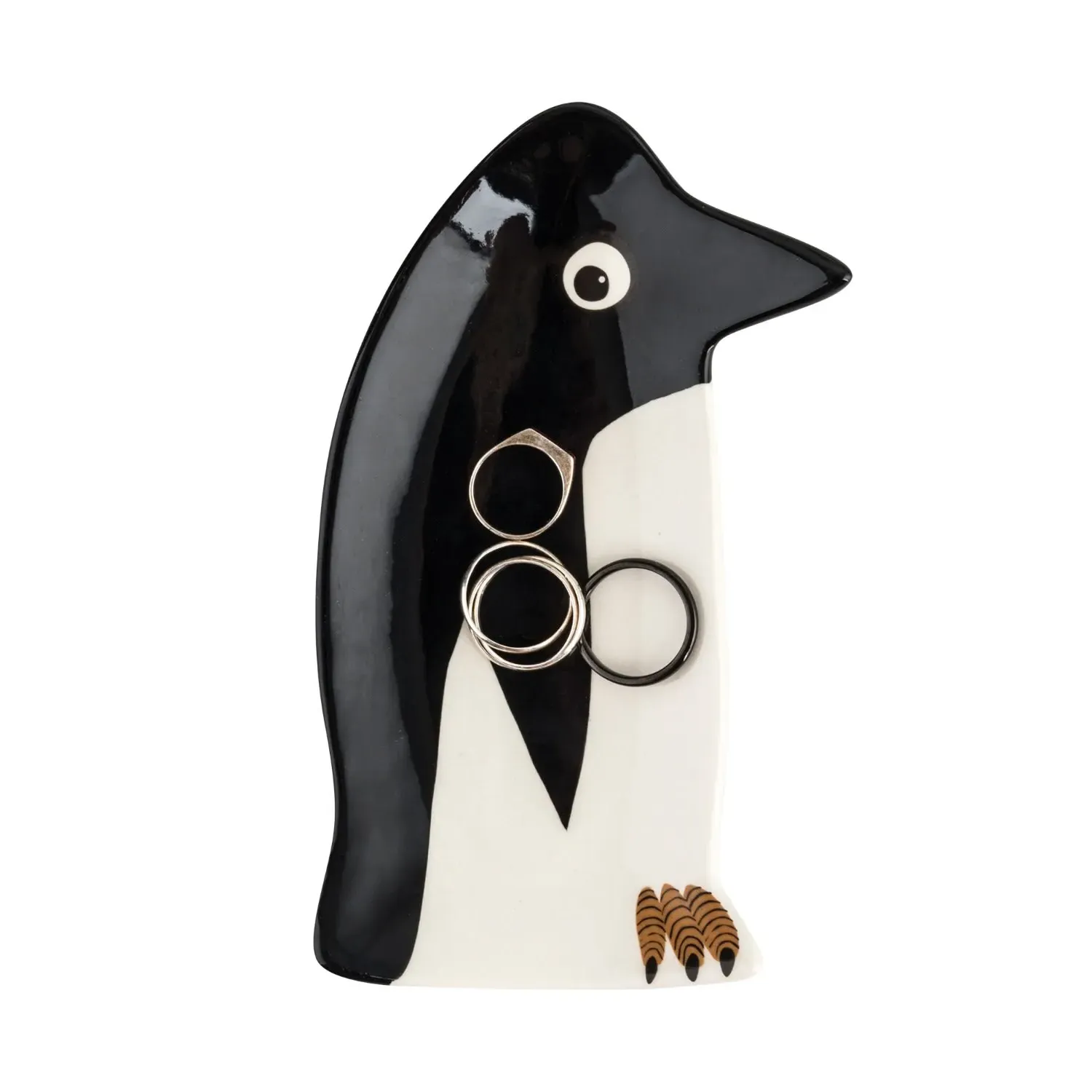 Penguin Trinket Dish - White/Black, Stoneware