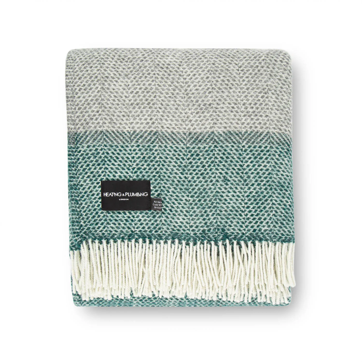 Down To The Valley Pure New Wool Blanket - Green/Grey image