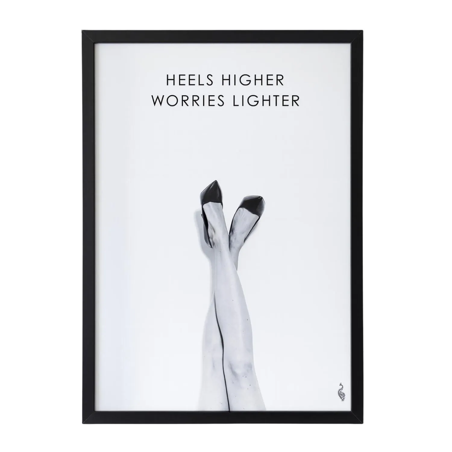 Heels Higher Worries Lighter A4 Art Print - Black