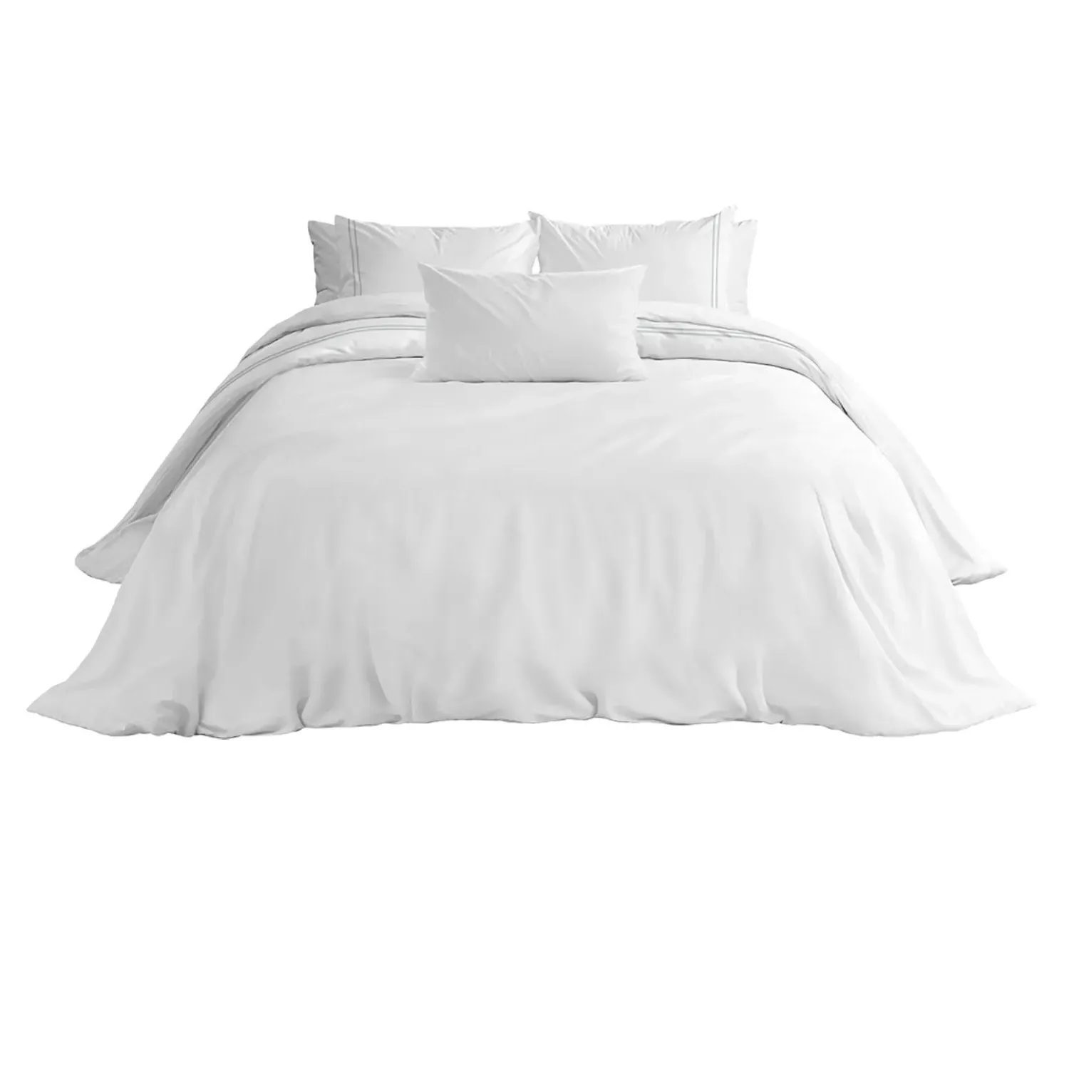 Cairo Collection Double Bedding Set Silver Stripe - White, Cotton