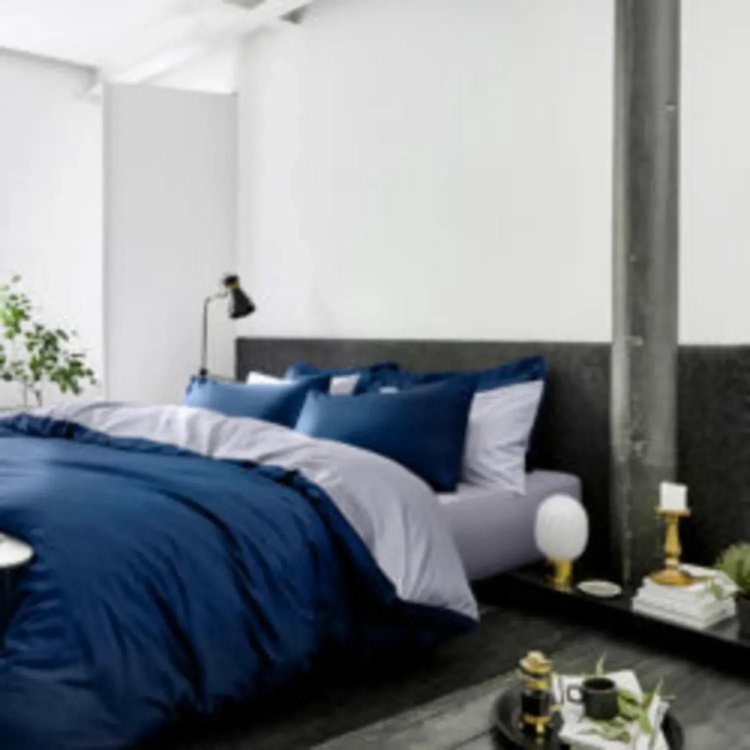 Luxor Double Bed Sheet Set - Blue, Egyptian Cotton image