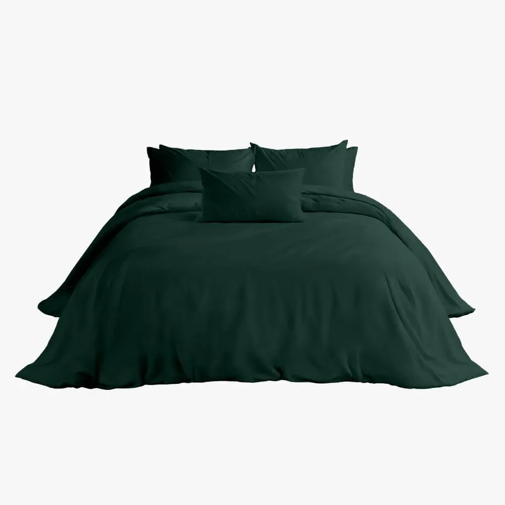 Single Duvet Cover Set - Green, Egyptian Cotton