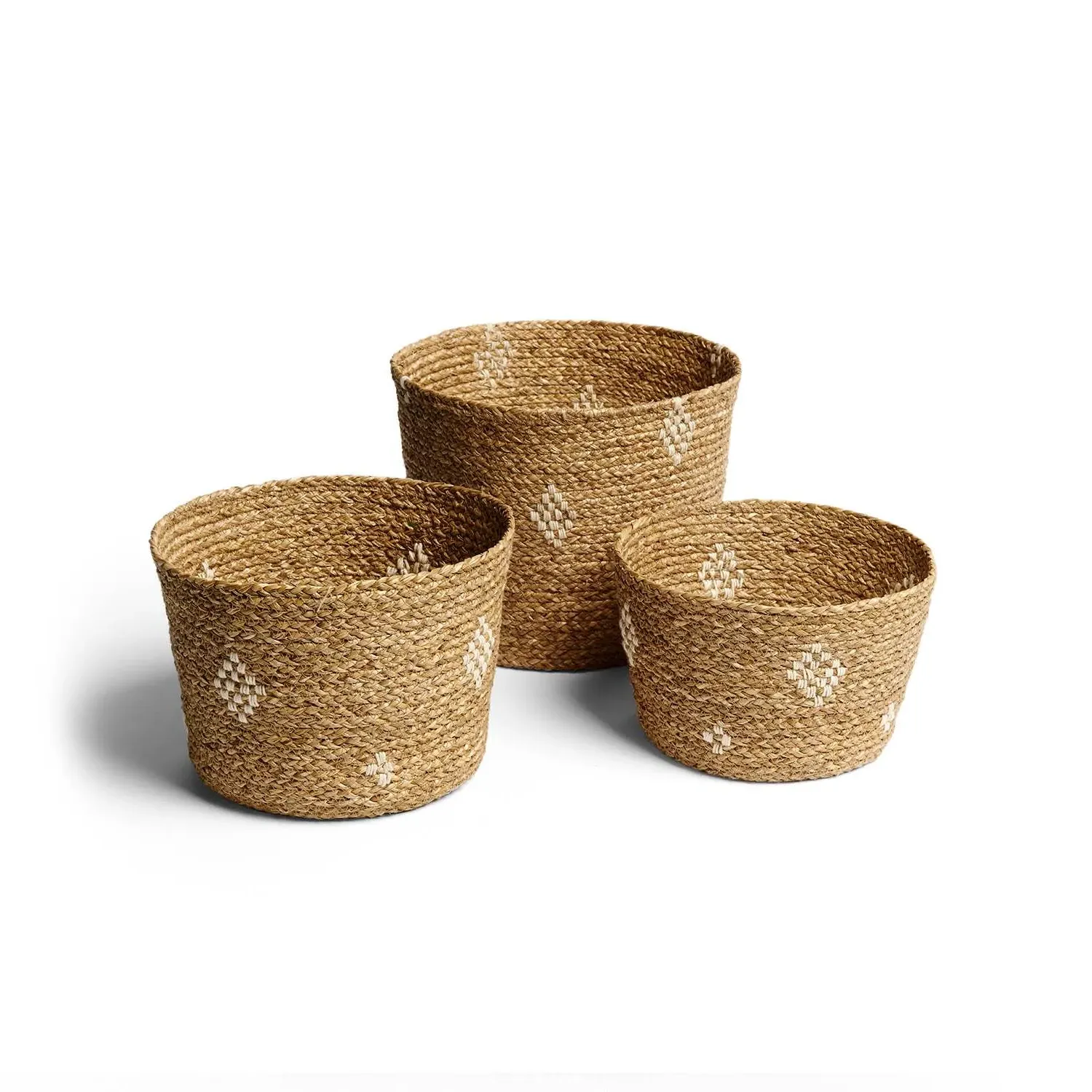 Jamdani Storage Basket Set of Three - Neutrals, Jute