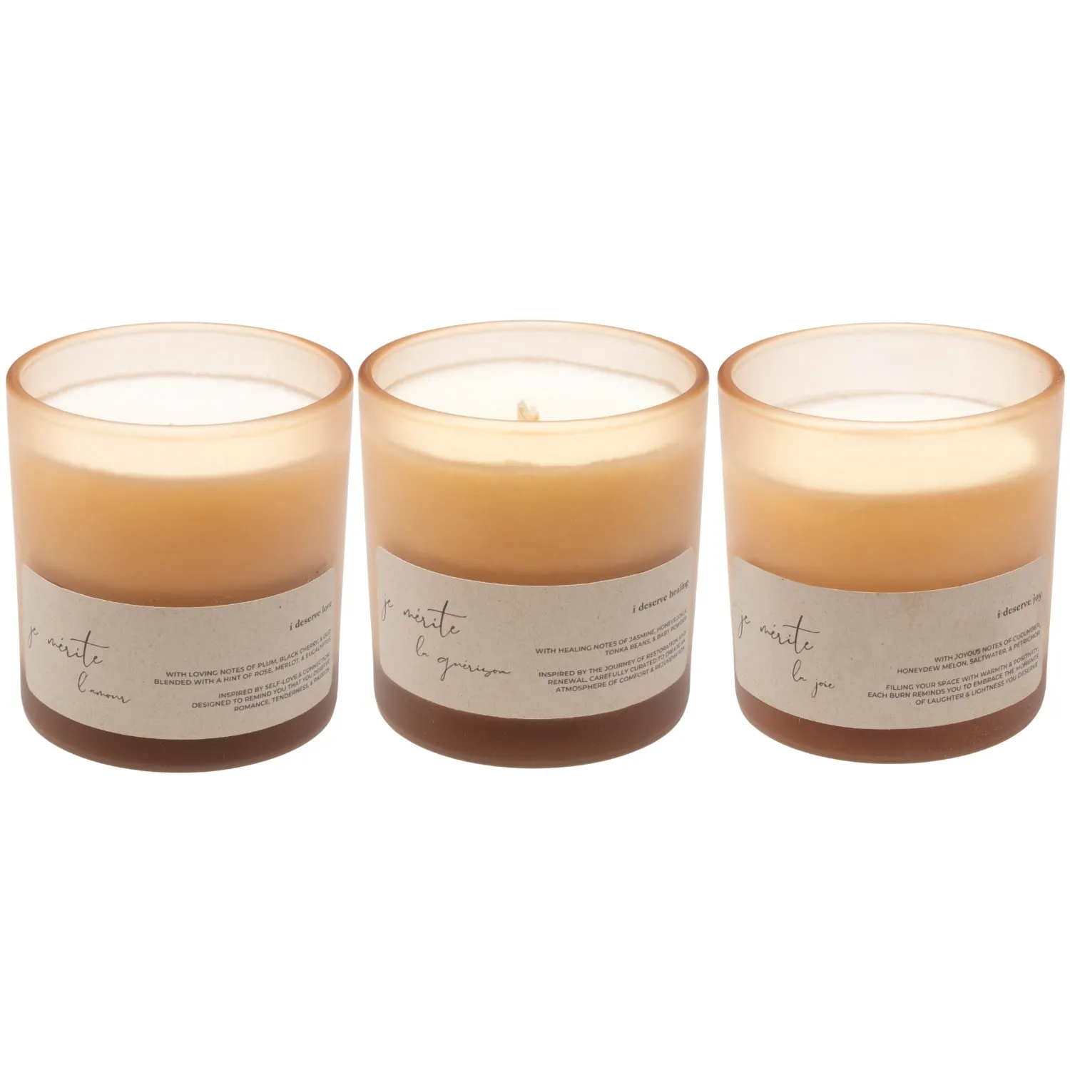 I Deserve Love, Healing & Joy 8 Oz Candle Gift Set - White