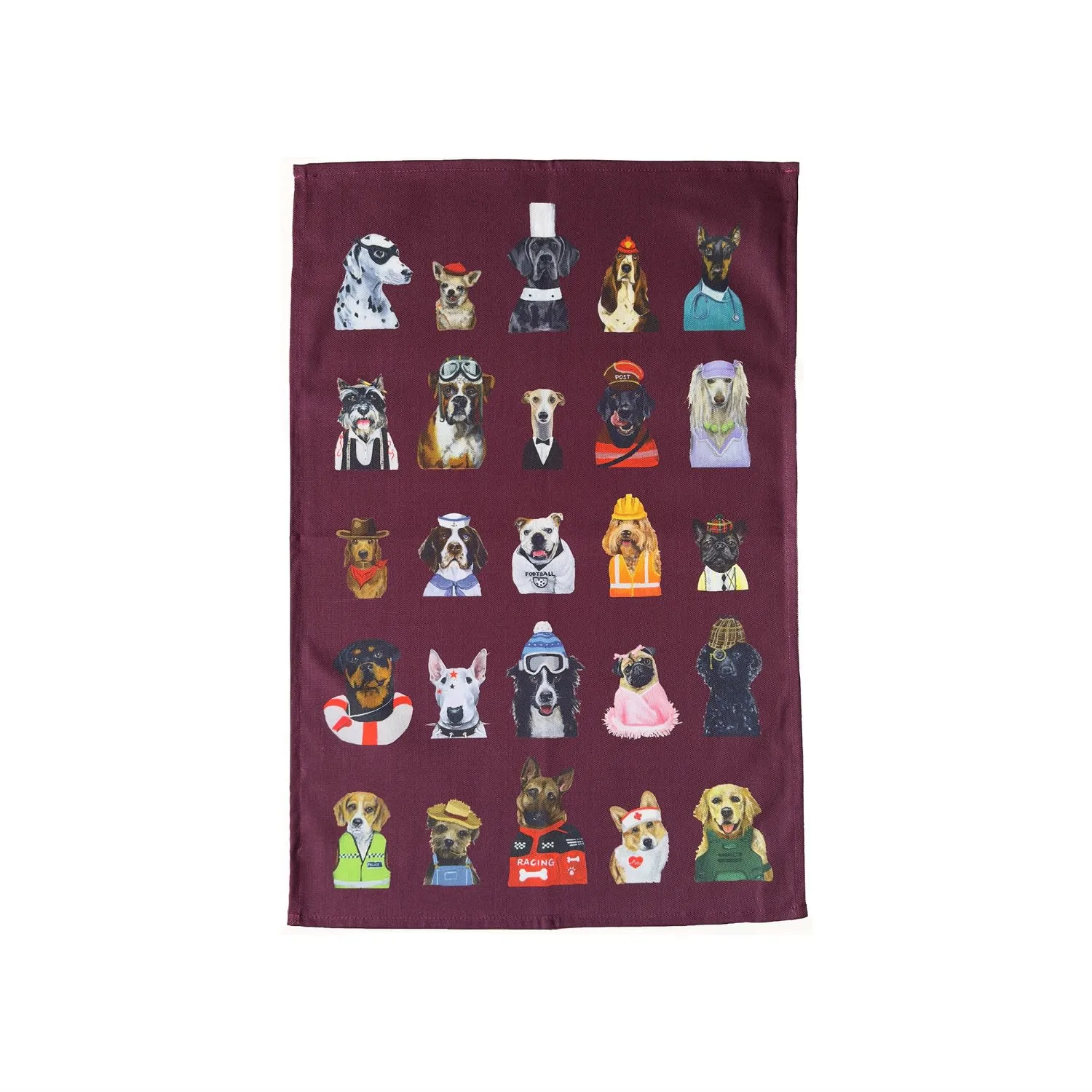 Dogs Cotton Tea Towels - Berry image