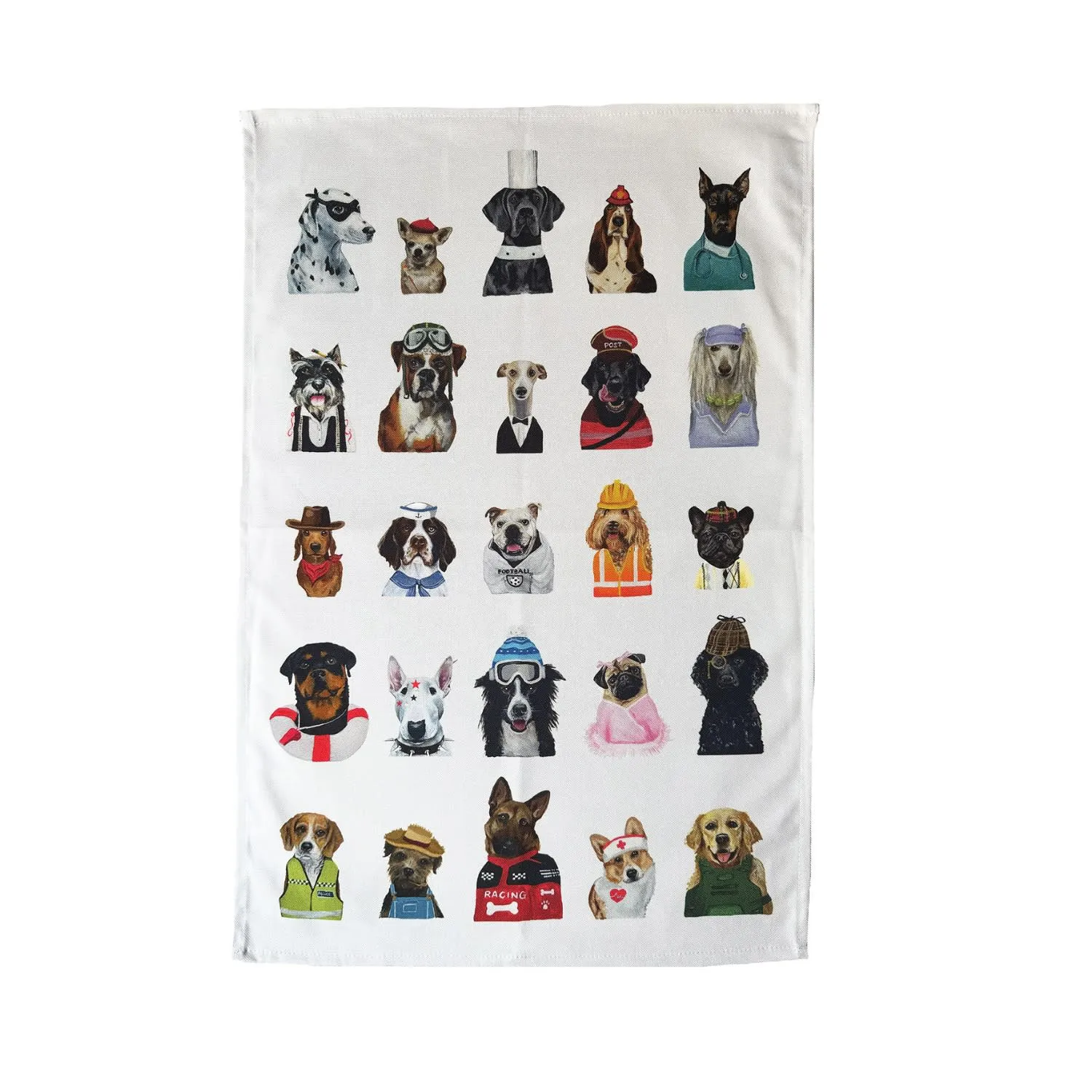 Dogs Cotton Tea Towels - Stone White image