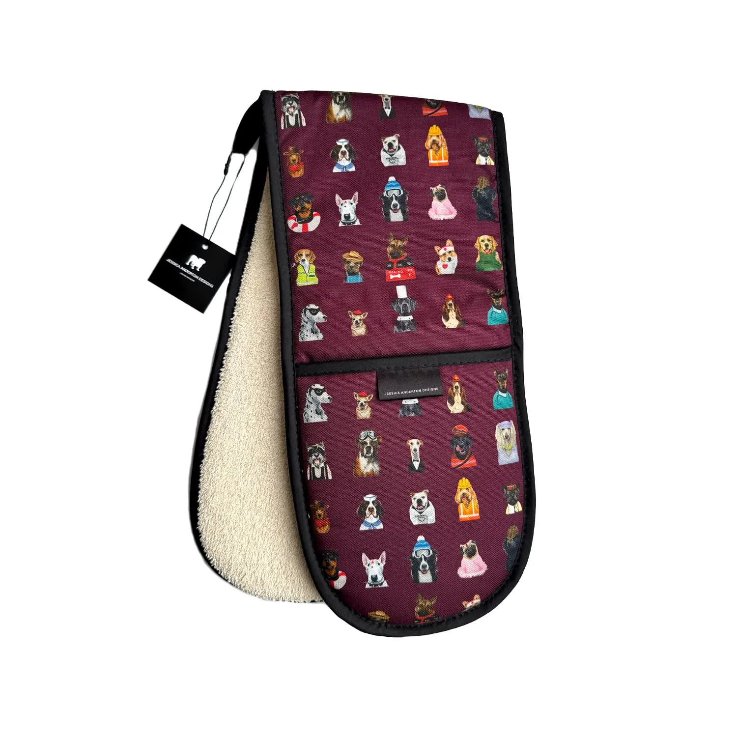 Dogs Double Oven Gloves - Berry image