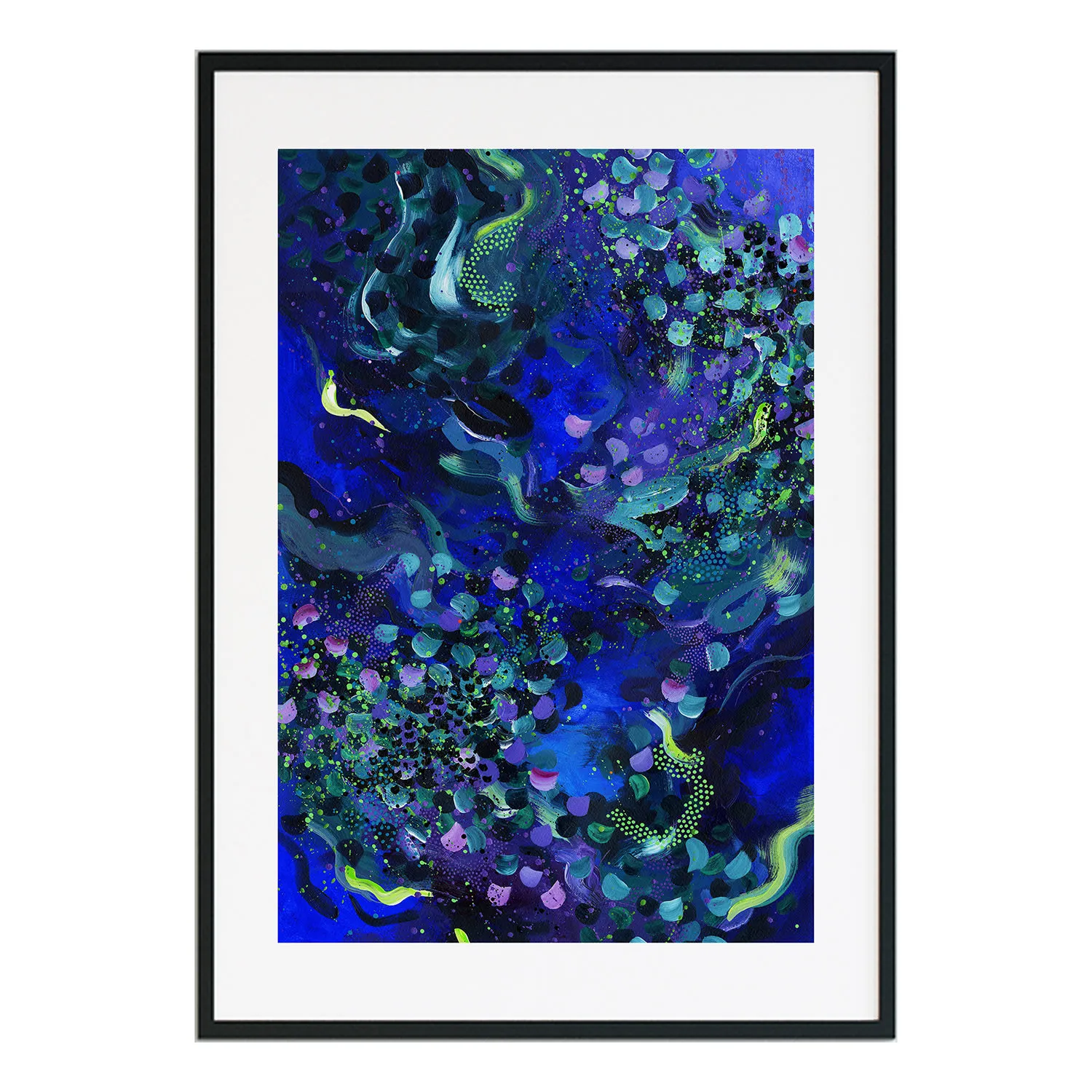 Aurora Borealis A2 Abstract Print - Blue image