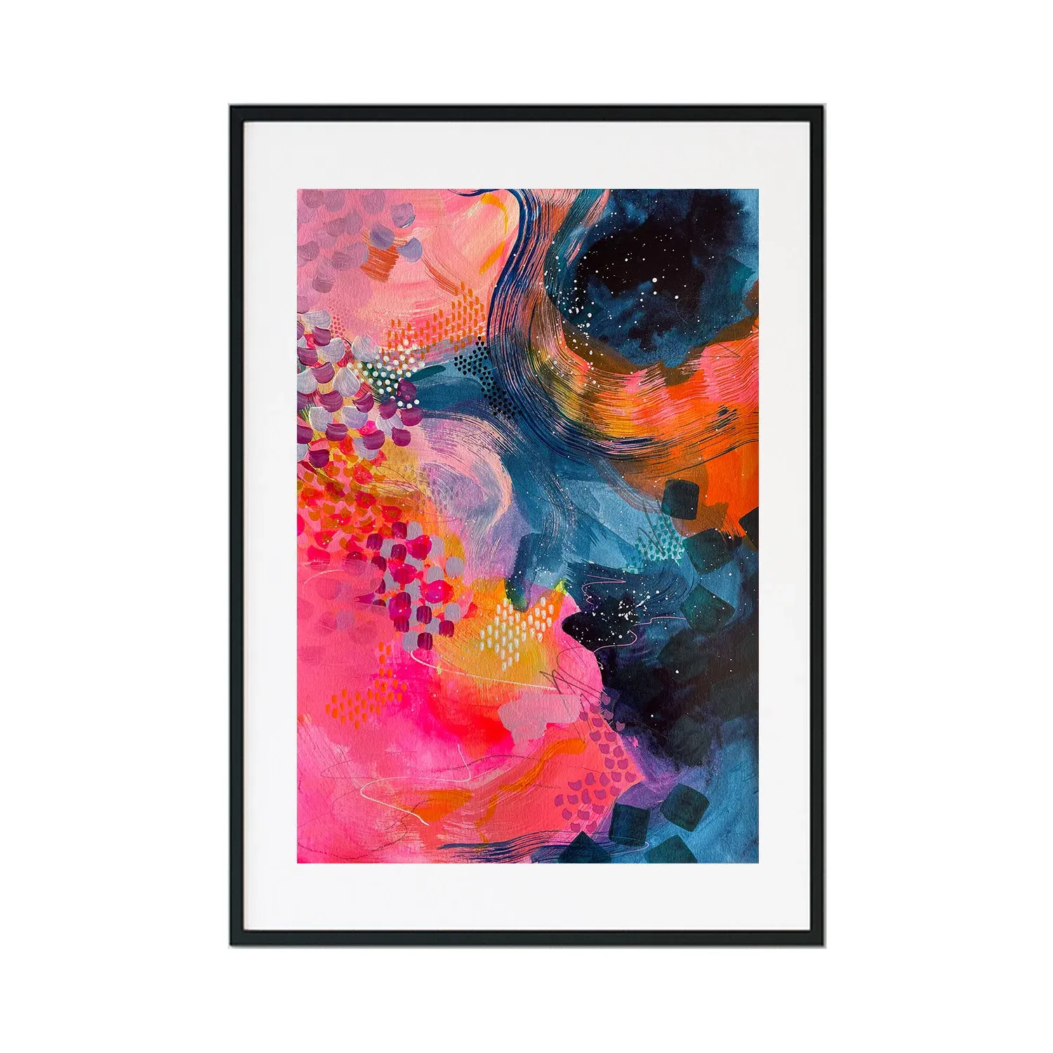 Cake By The Ocean A2 Abstract Print - Pink/Blue, Cotton Rag