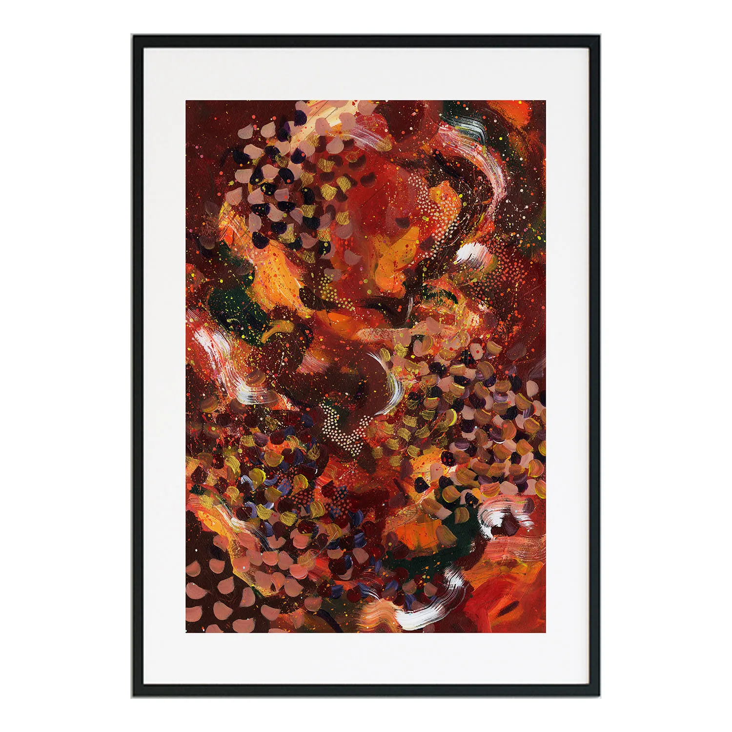 Chestnuts Roasting A2 Abstract Print - Brown/Orange/Gold