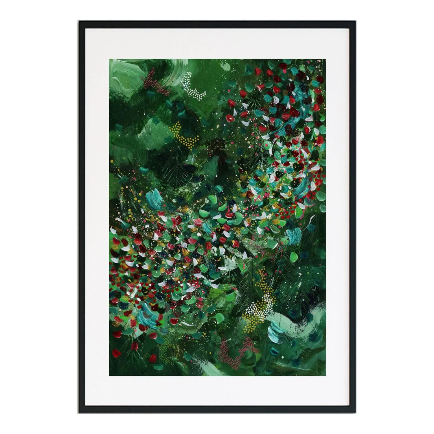 Christmas Tree Farm A2 Abstract Print - Green/Red