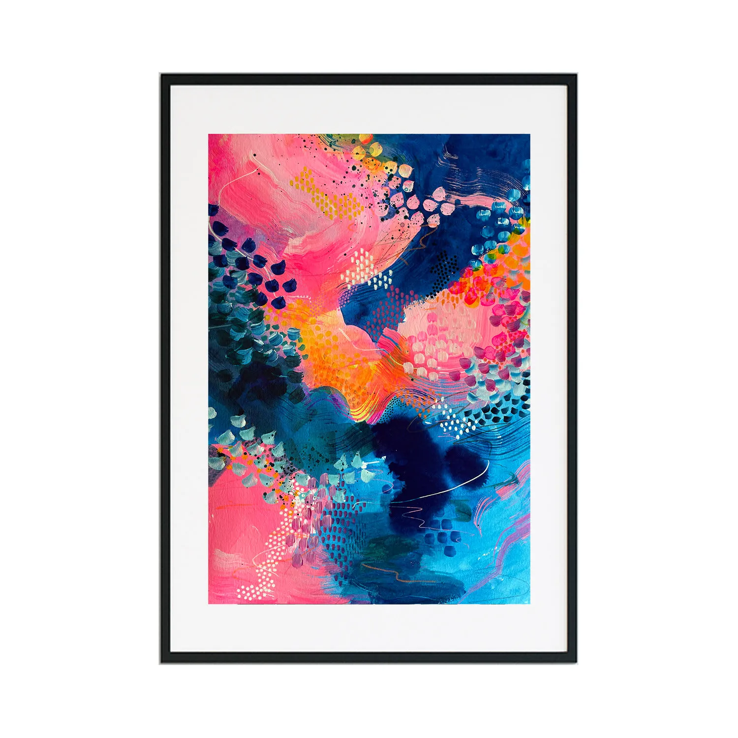 Flamingo Pink Sunrise A2 Abstract Print - Pink