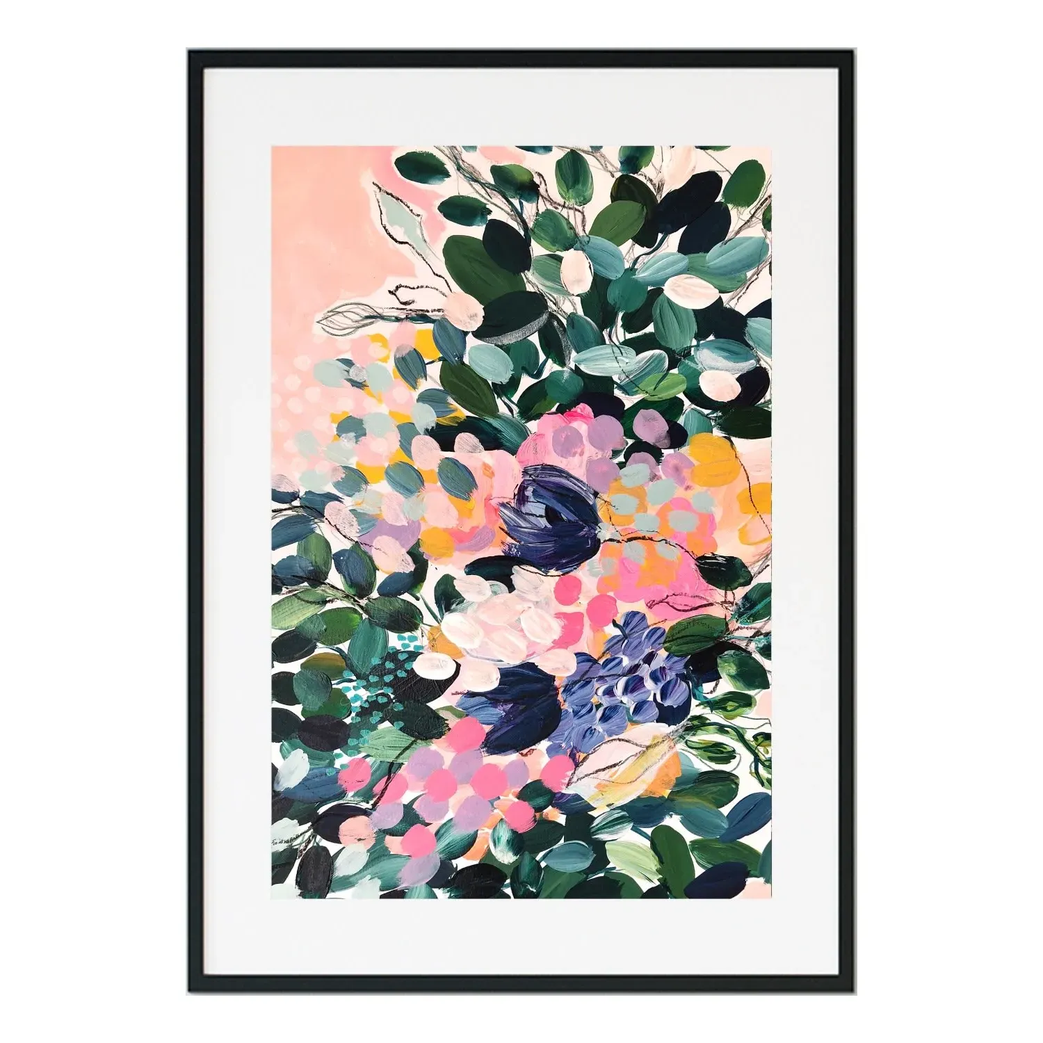 Fresh A3 Floral Art Print - Green image