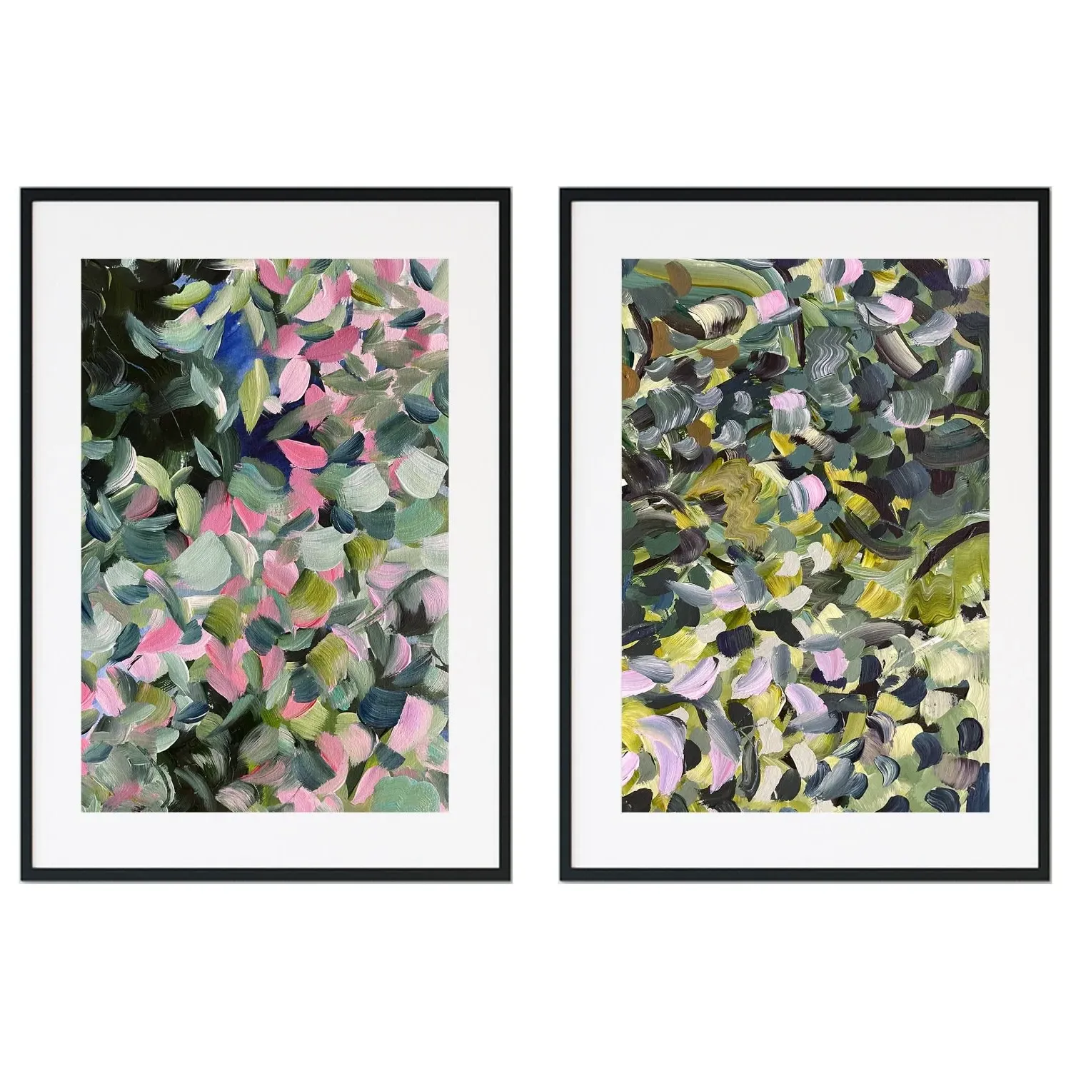 Green Flora & Fauna Abstract Floral Print Pair - Green image
