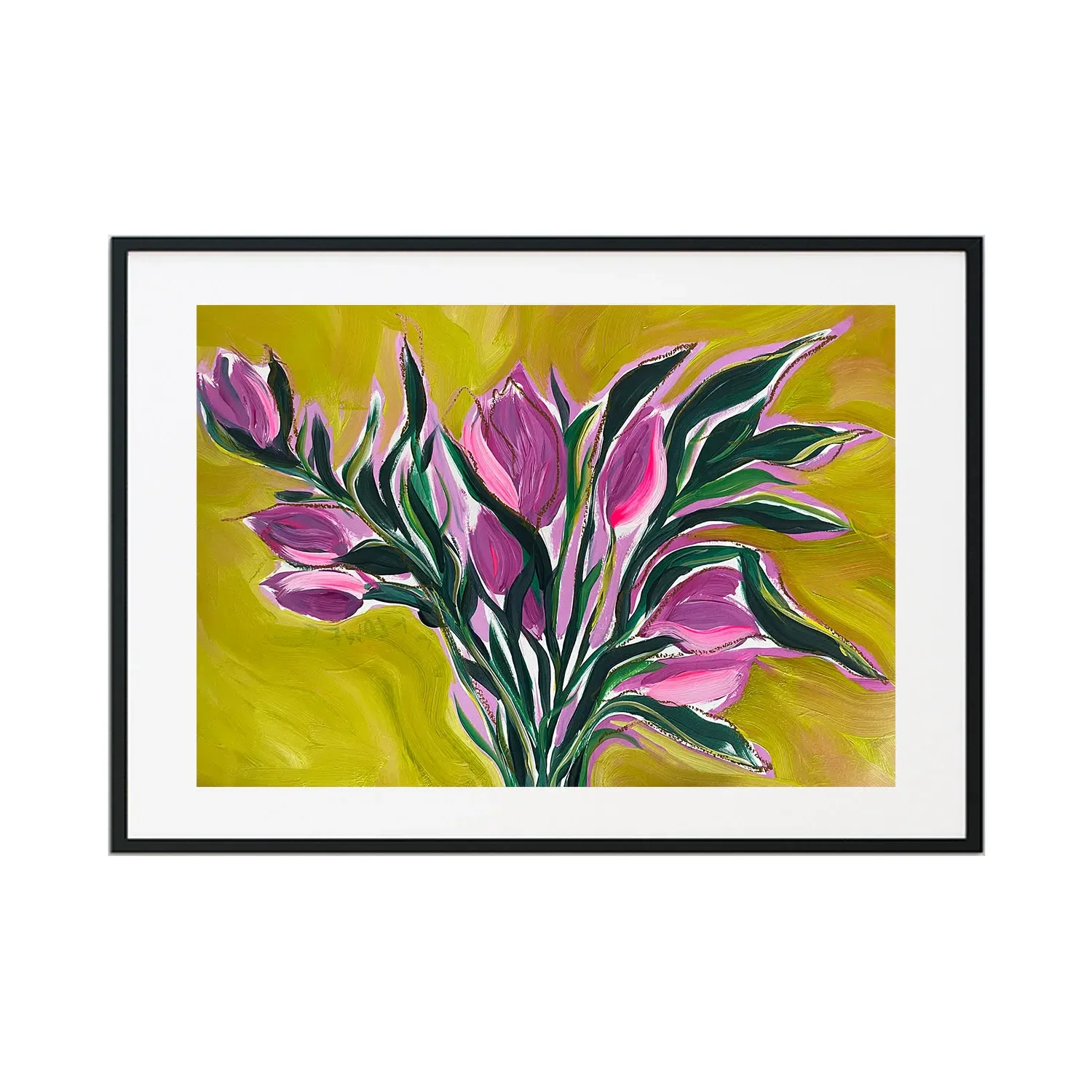 Green Friends Are Like Flowers Abstract Floral Print - Green image