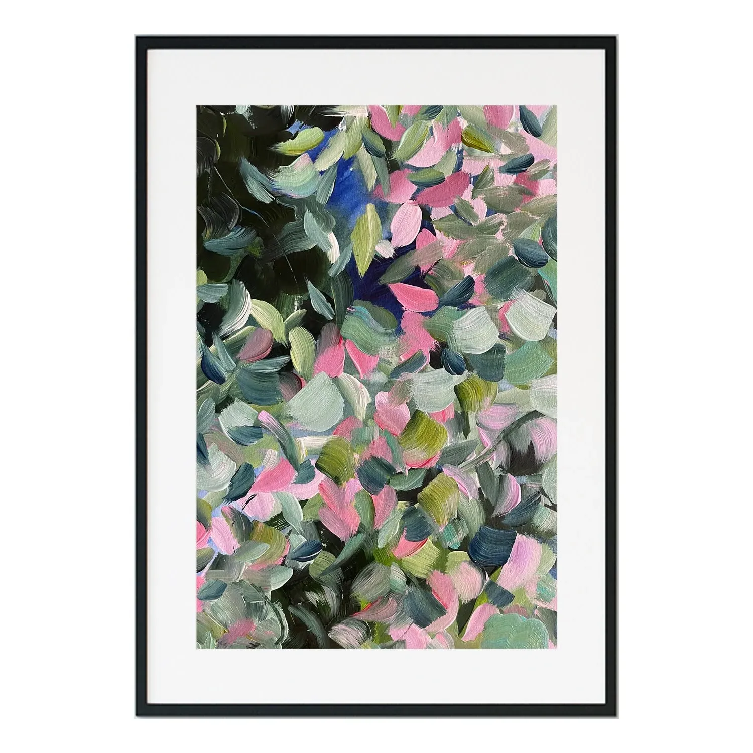 Green Stained Glass Flowers A3 Floral Print - Green image