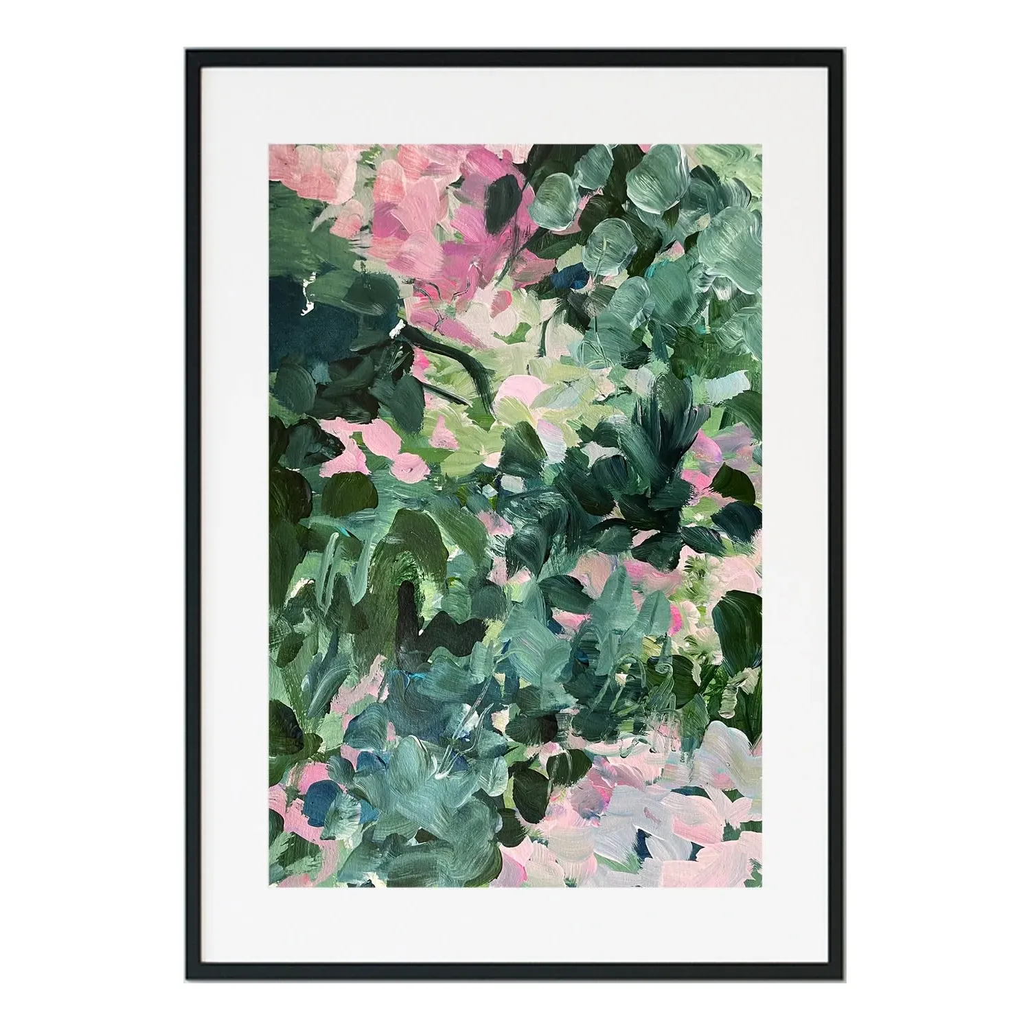 Green Swooping Branches Abstract Floral Art Print - Green