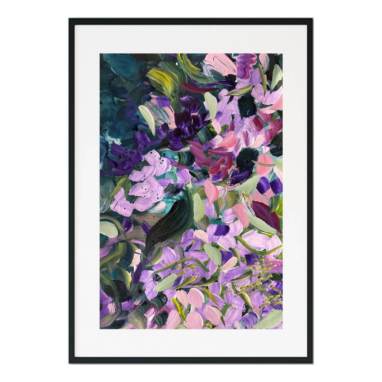 Purple Lavender Flutter Abstract Floral Art Print - Purple