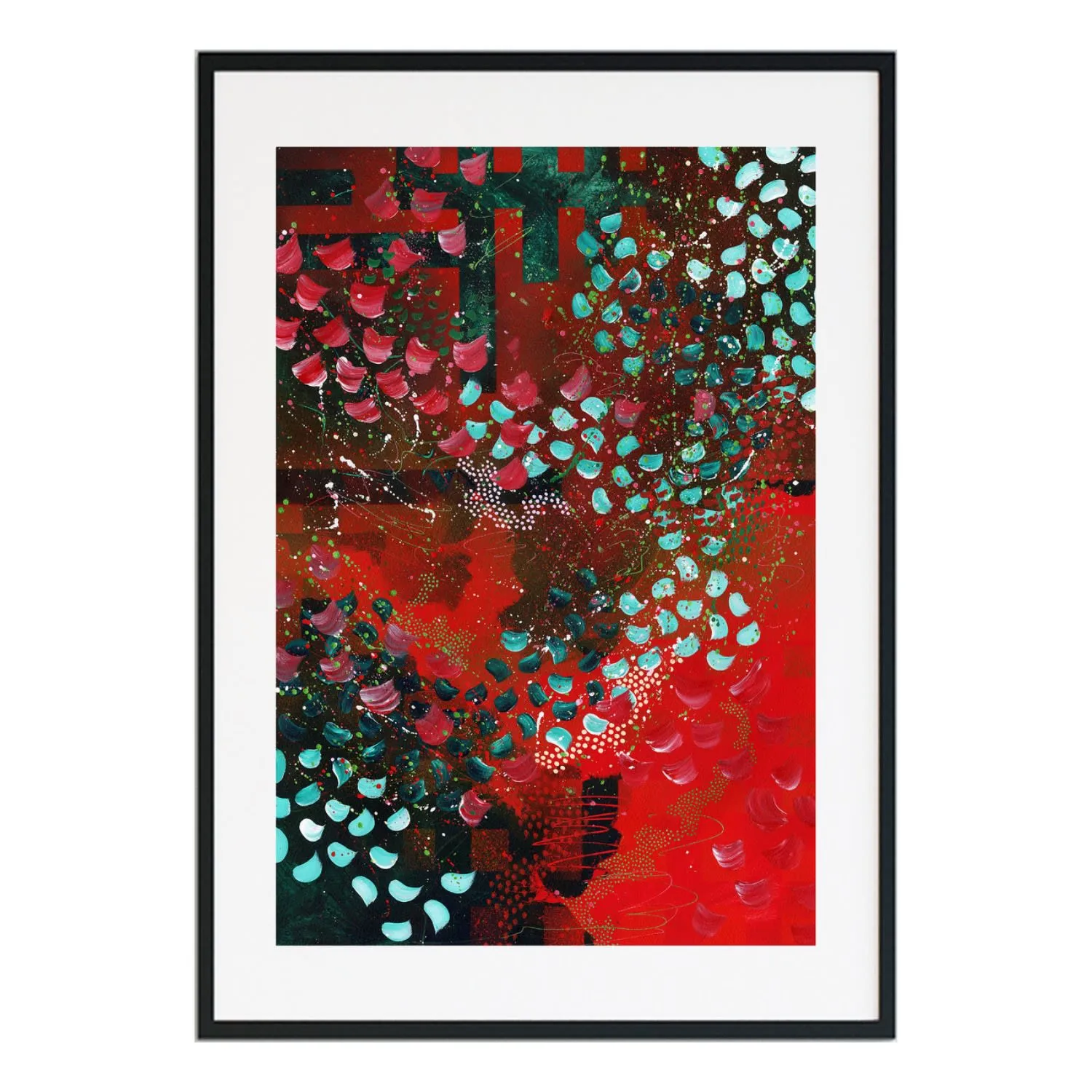 Rosemary & Cranberry Spritz A2 Abstract Print - Red/Green