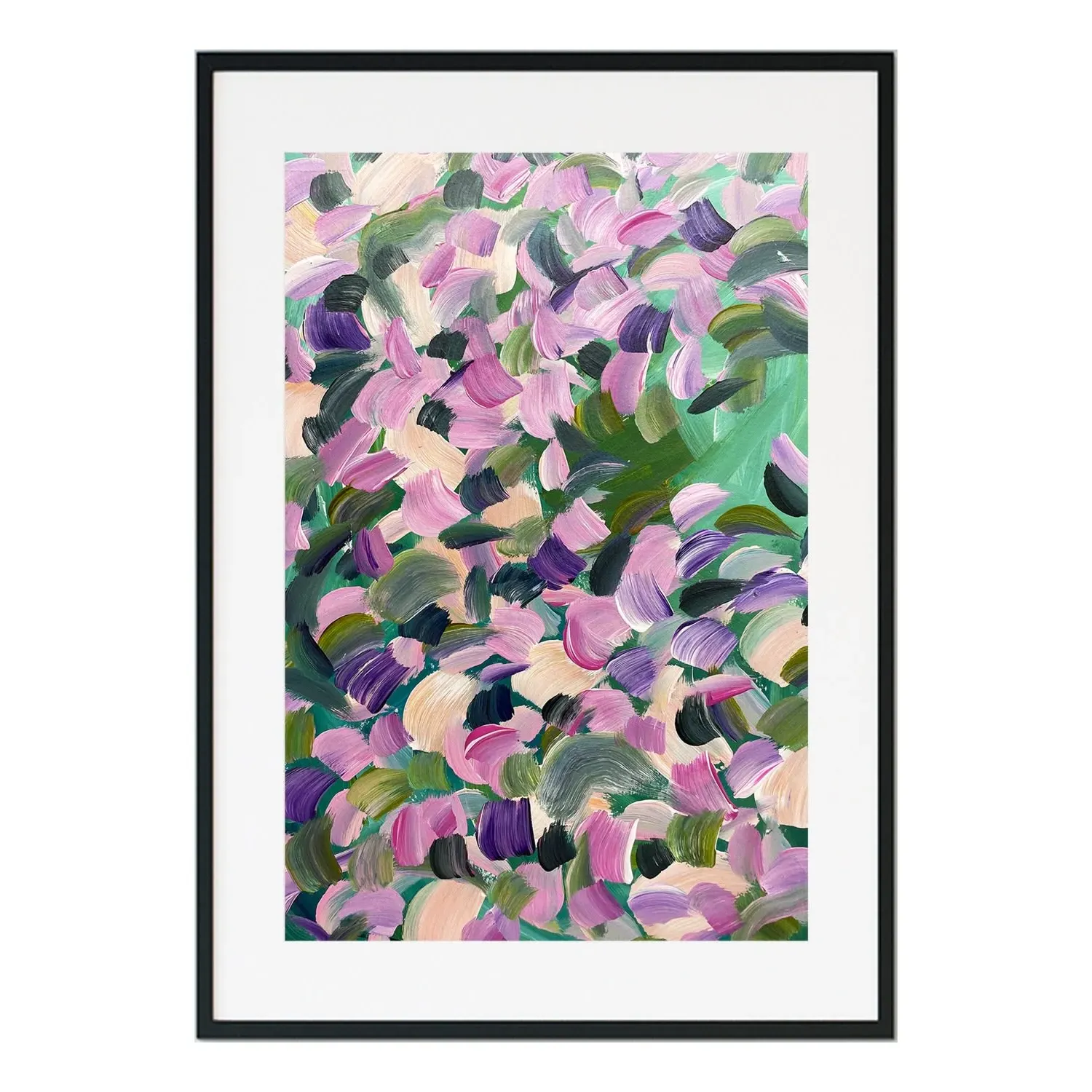 Scents Of Spring A3 Abstract Floral Print - White image