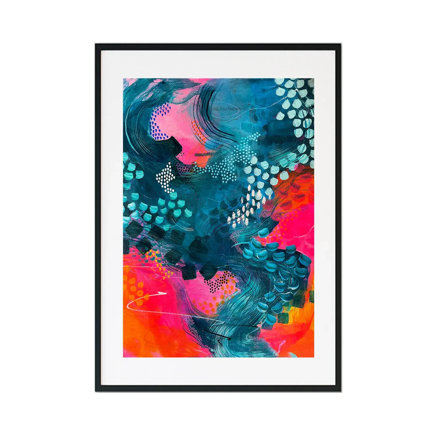 Tangerine Skies A3 Abstract Print - Blue/Orange, Cotton Rag image