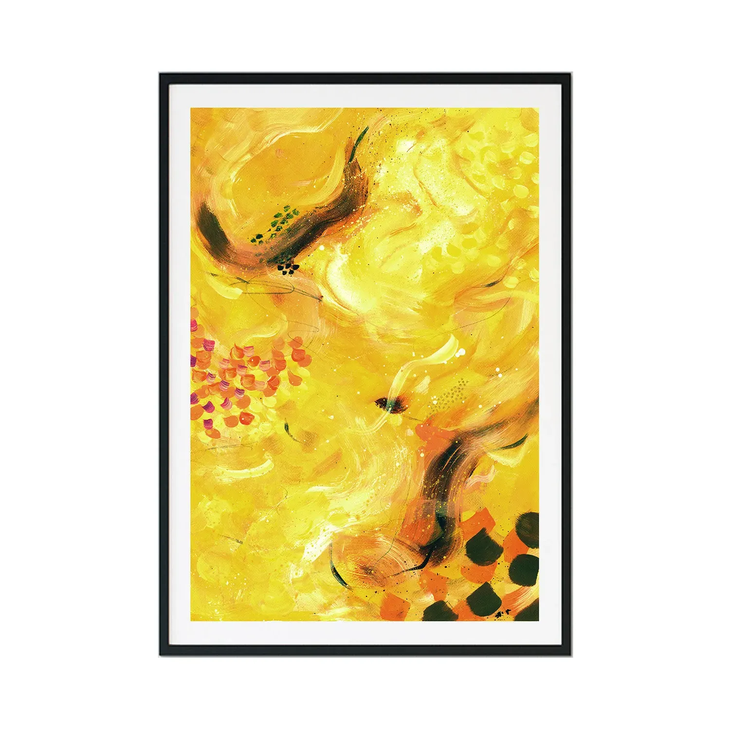 The Sky Is Gold Large Abstract Print - Yellow