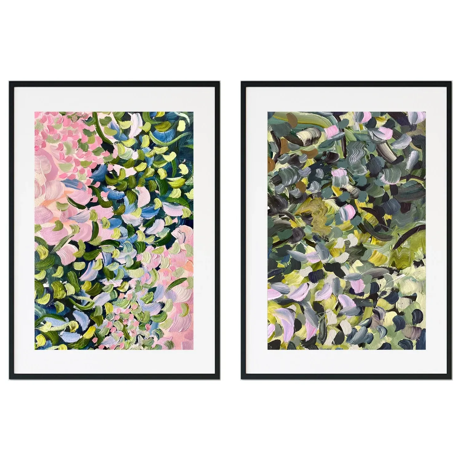 White Spring Blossom Garden Large Print Pair - White