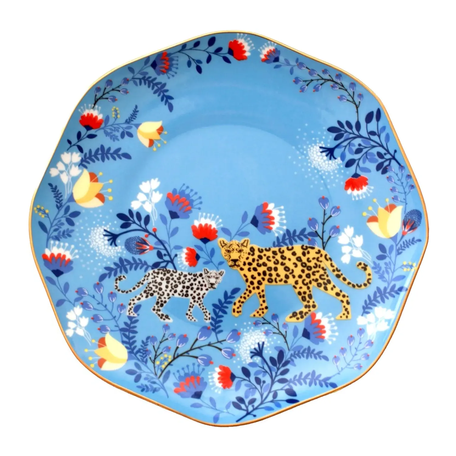 Amazon Rainforest Side Plate - Blue, Bone China