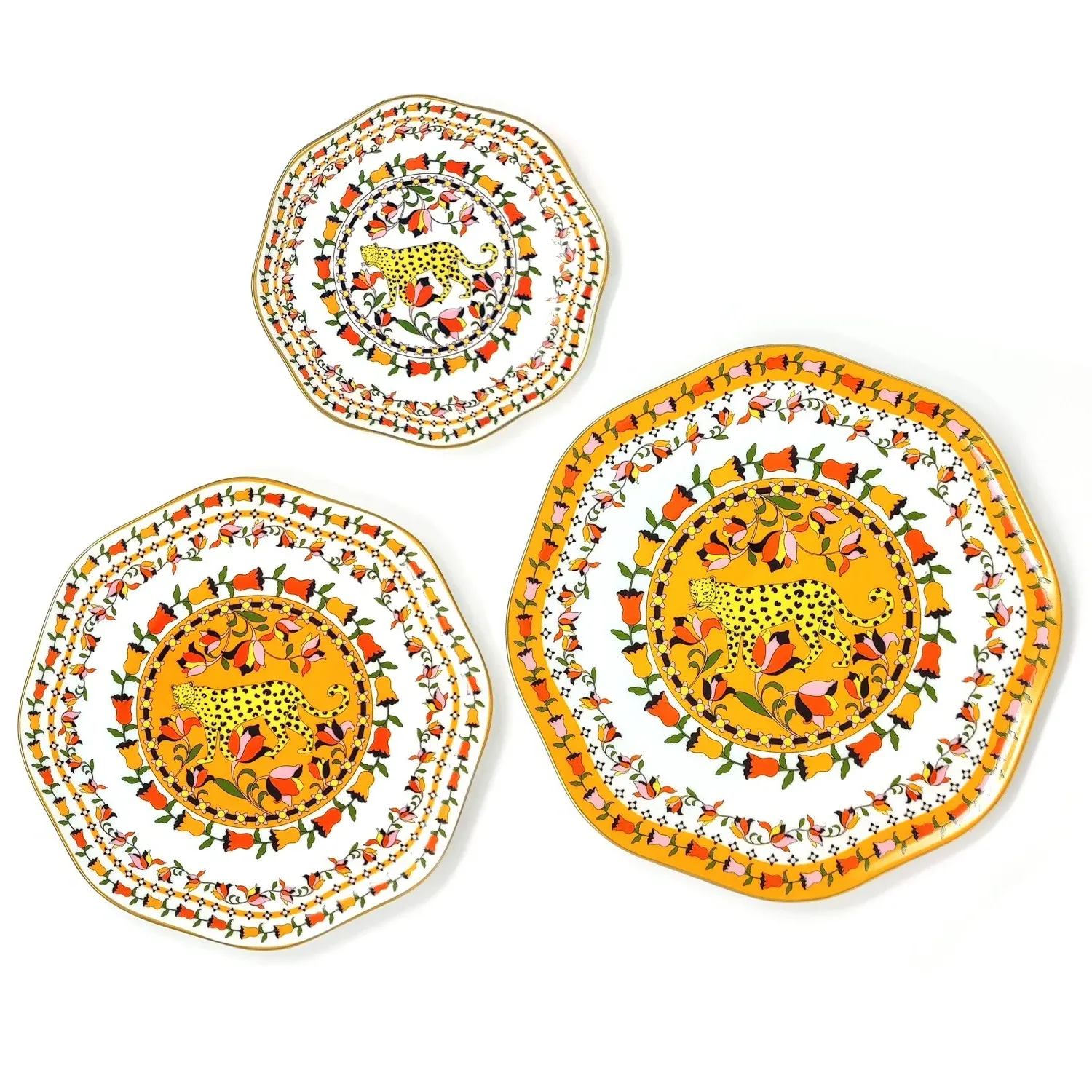 Tropical Love Bone China Plates Set of 3 - Orange image