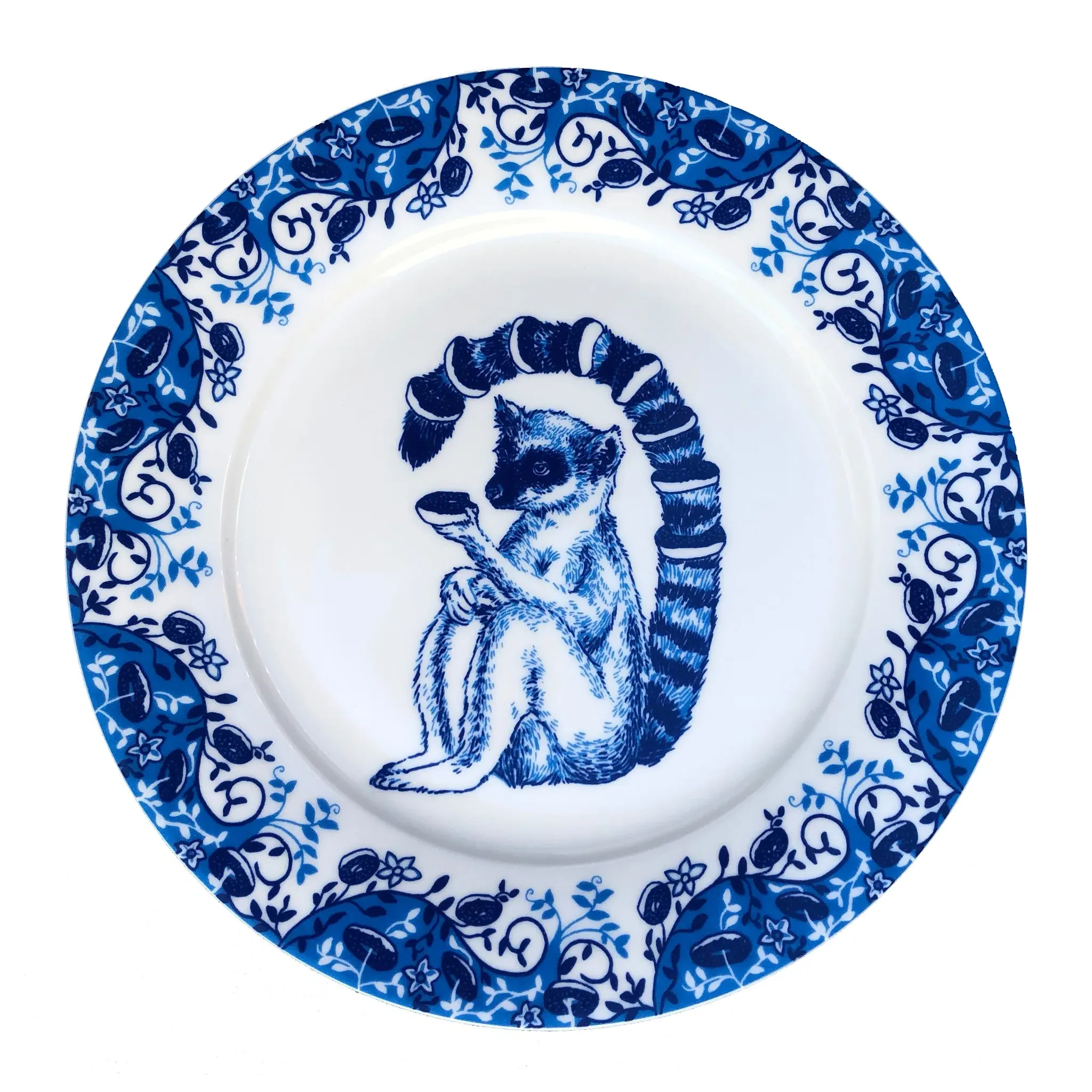 Lemur Willow Pattern Side Plate - White, Bone China