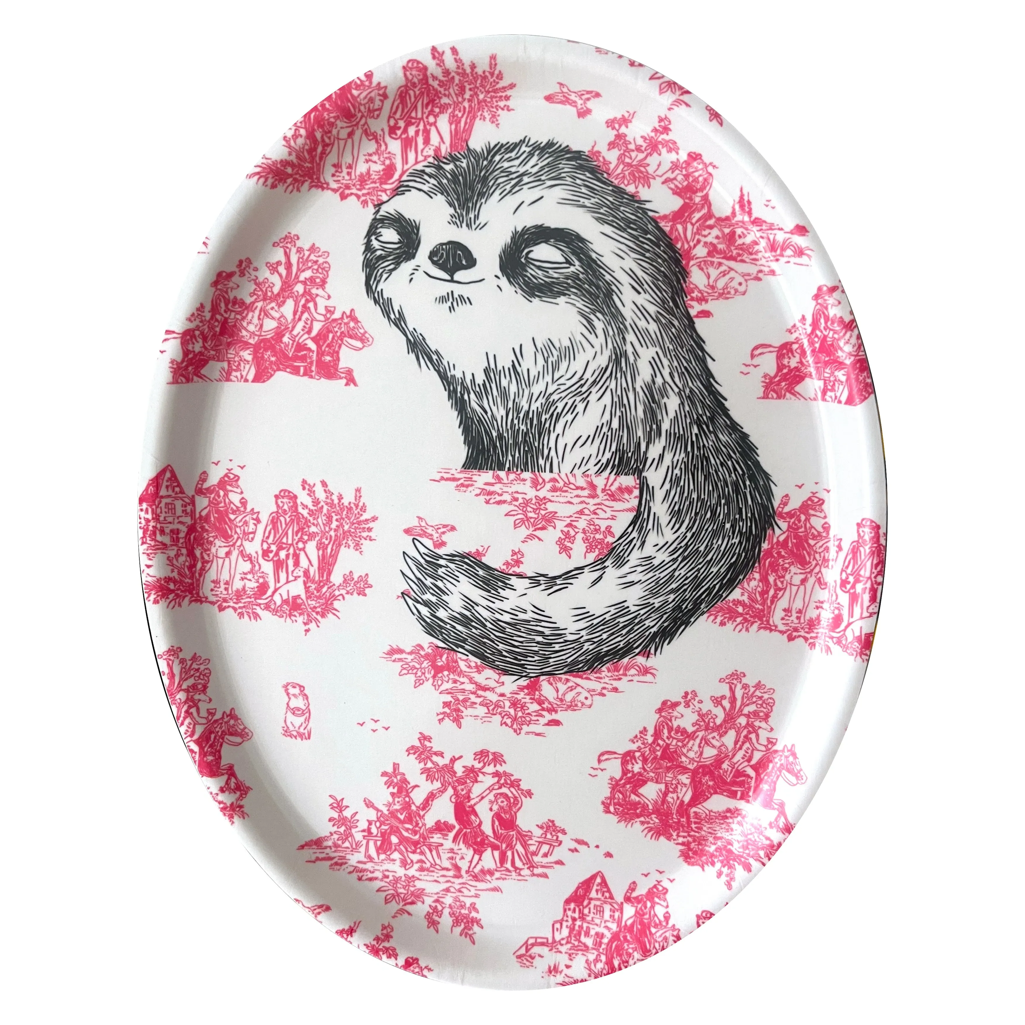 Sloth Sleeping Toile Pattern Tray - Birch image