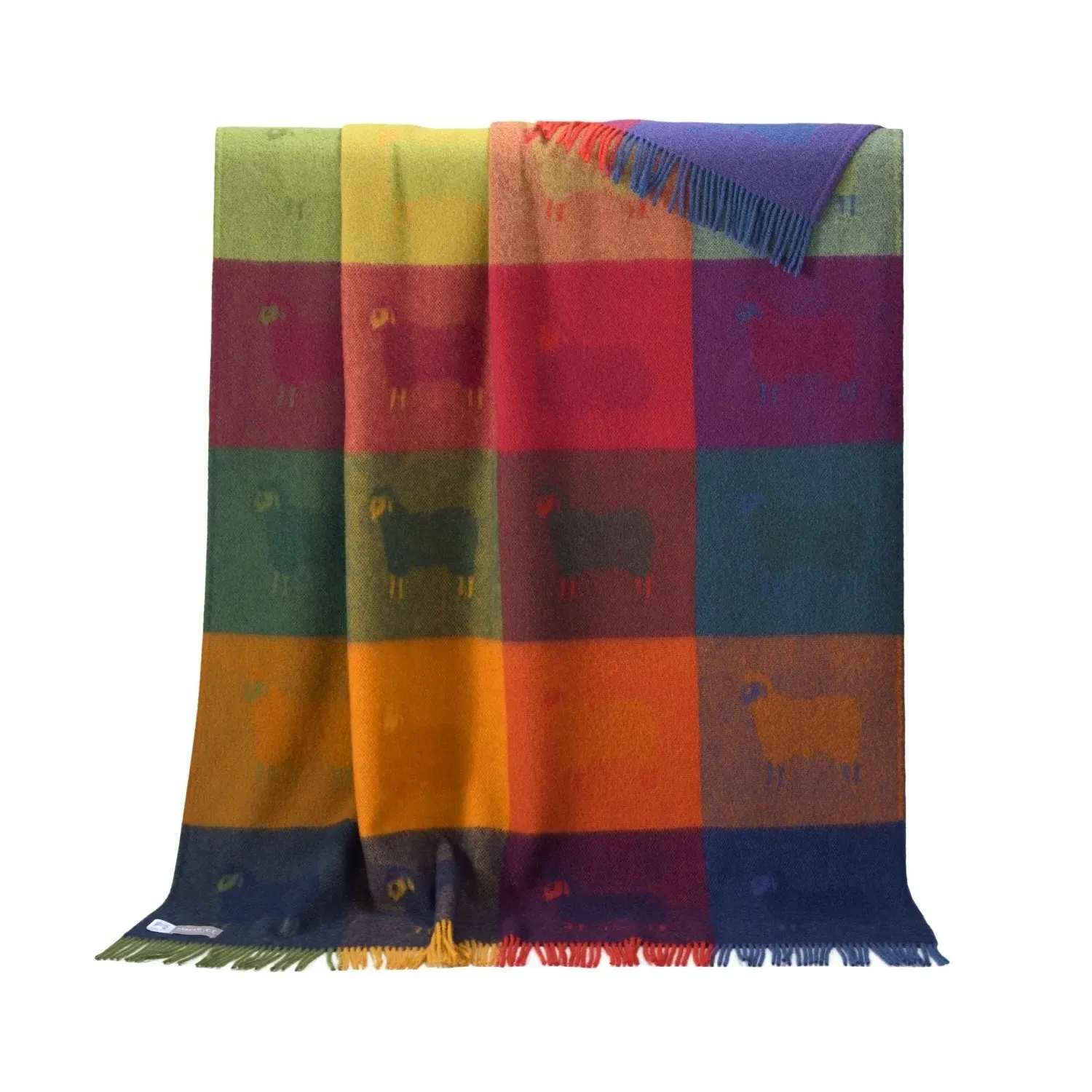 Autumn Check Sheep Wool Throw - Multi, Wool