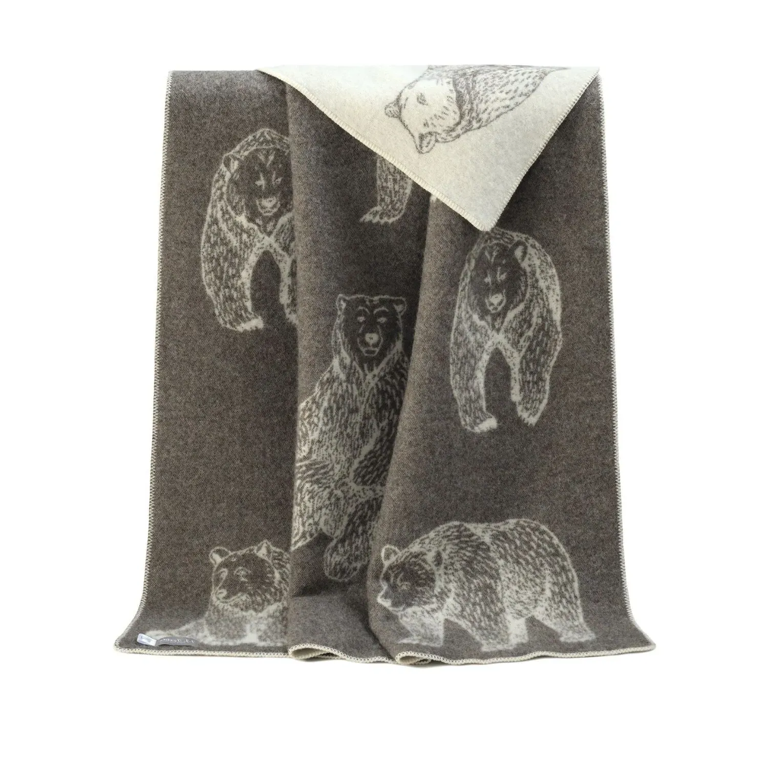 Bear Wool Blanket - Brown/White image