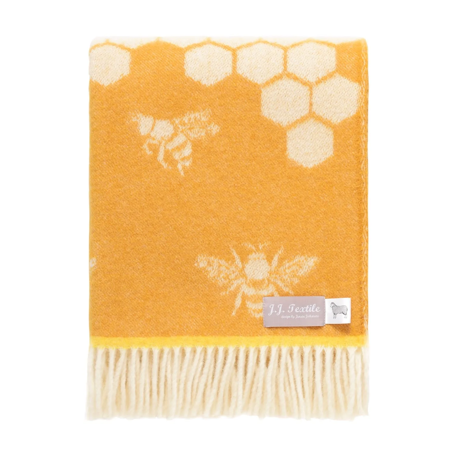 Bee Wool Throw - White/Yellow image