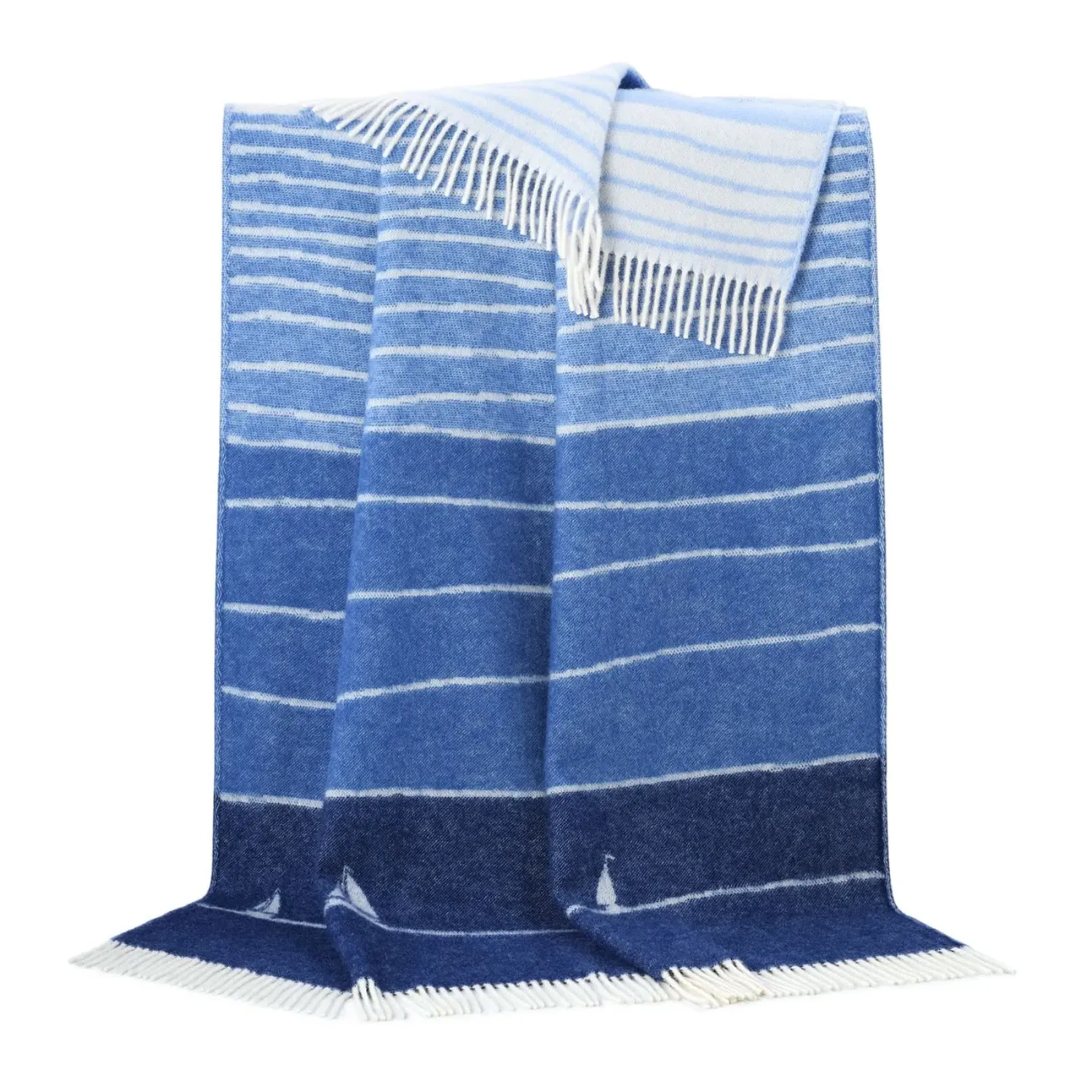 Blue Boat Wool Throw - Blue, Wool image